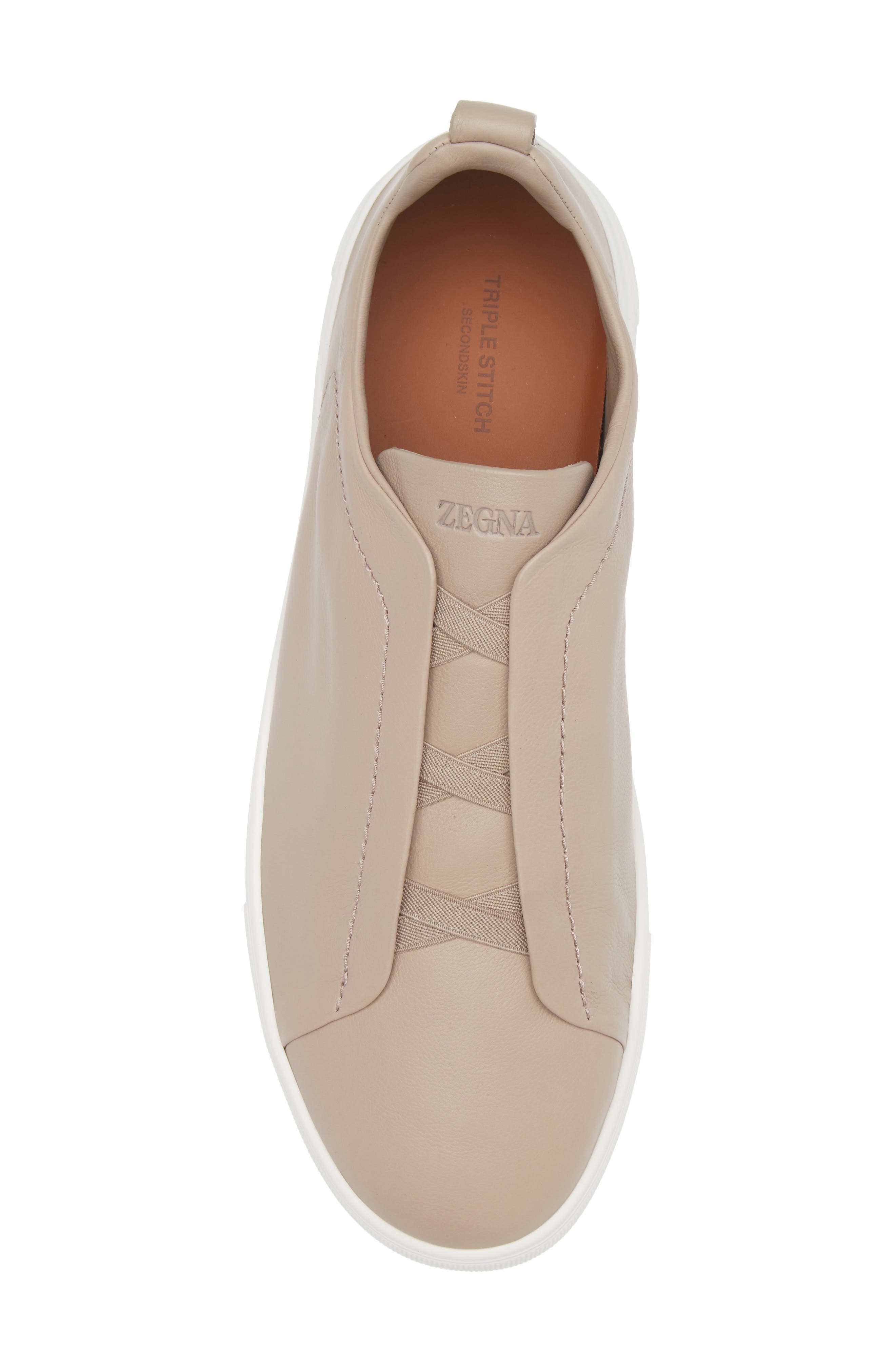 ZEGNA Triple Stitch Slip-On Sneaker in Light Taupe at Nordstrom - 5