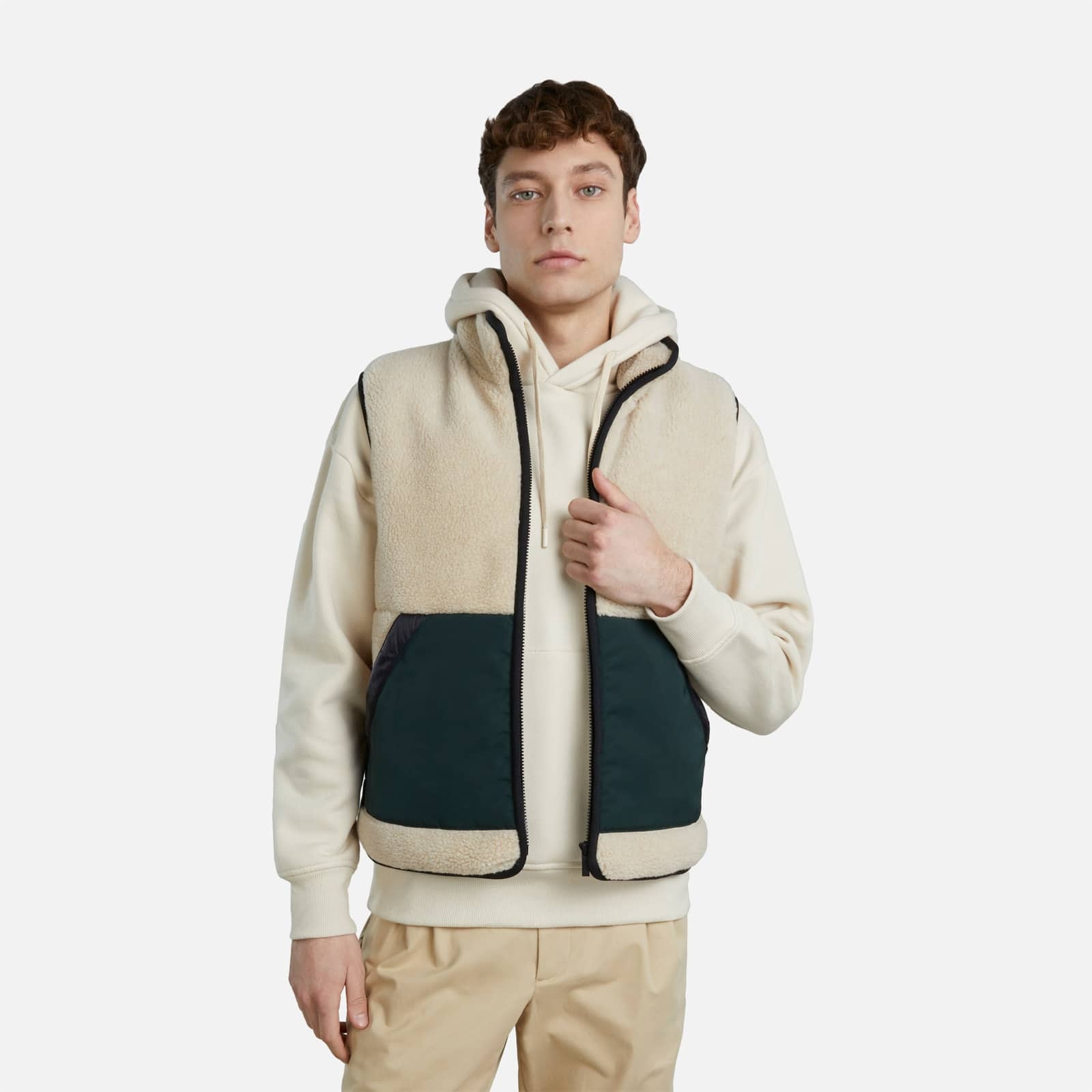 Bimaterial Gilet Beige - 4