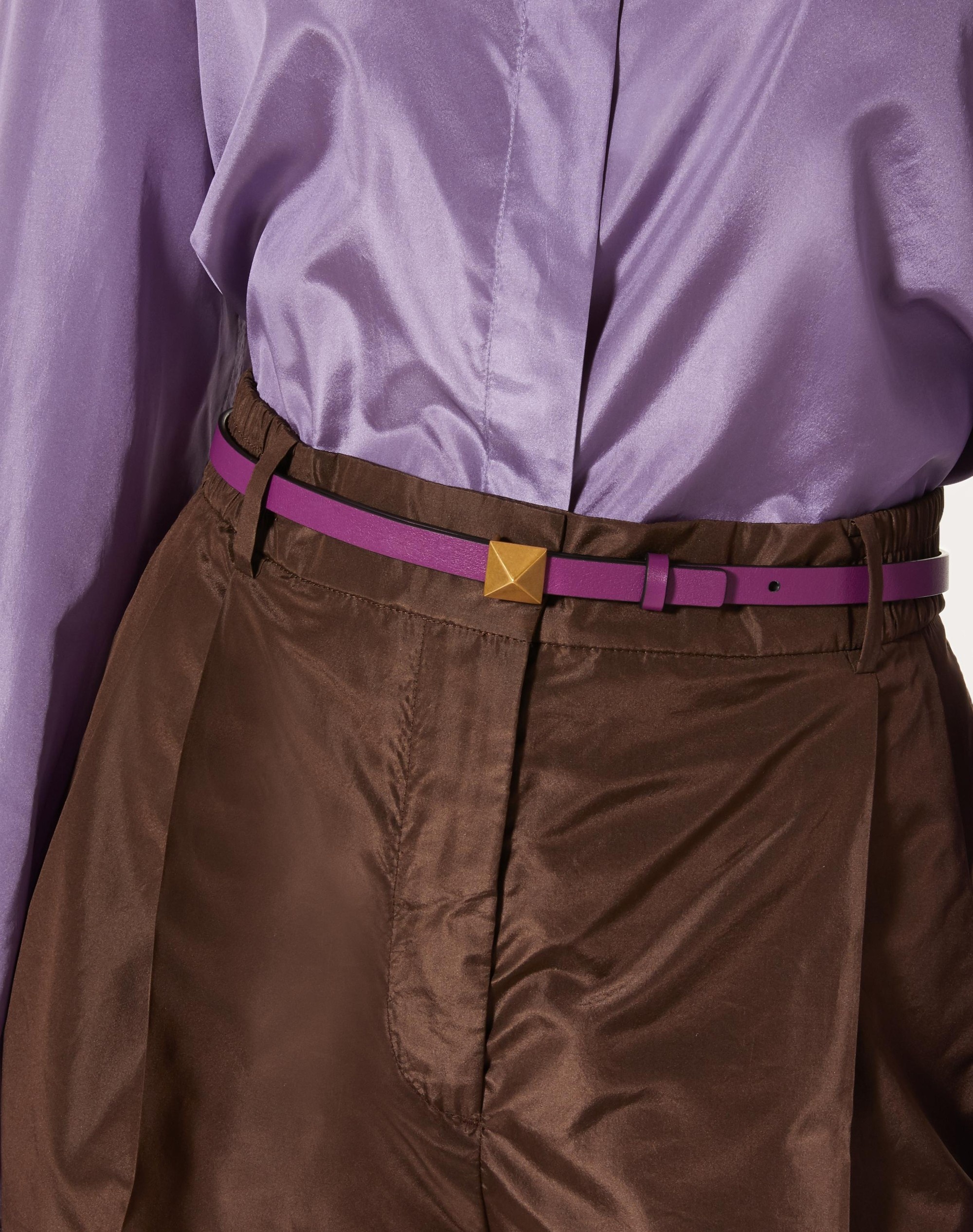 REVERSIBLE ONE STUD BELT IN GLOSSY CALFSKIN 12 MM - 5
