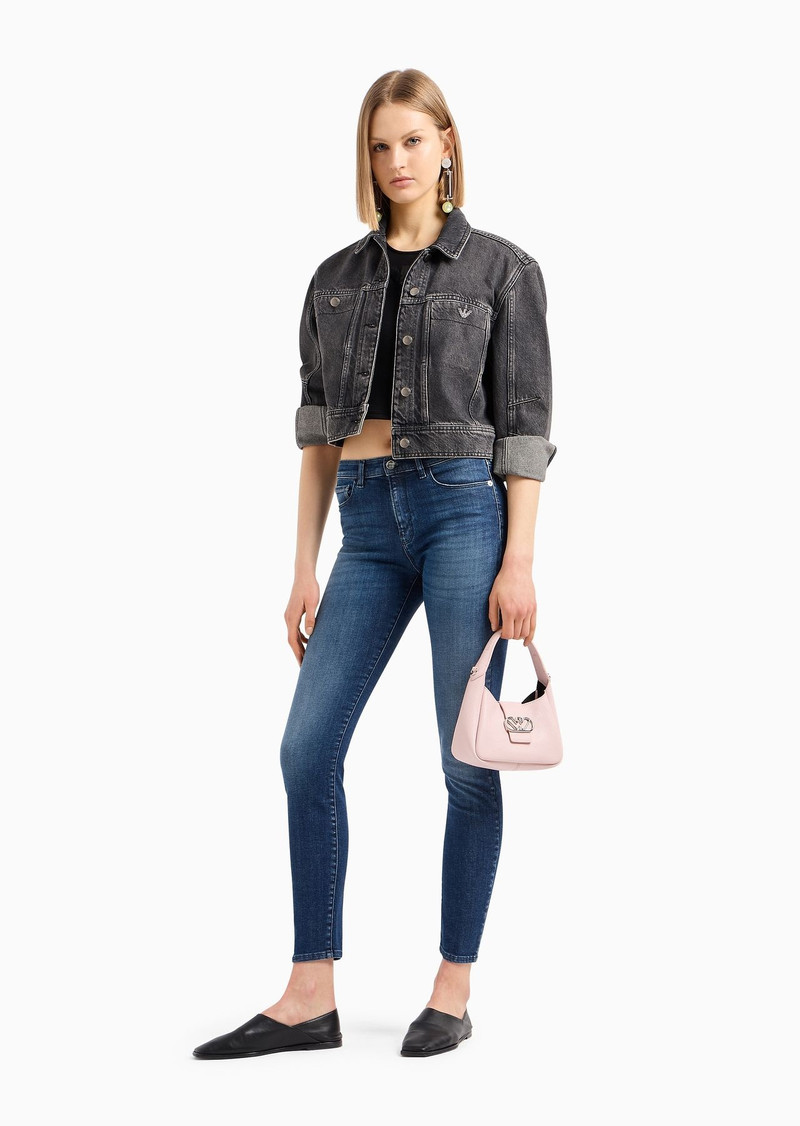 EMPORIO ARMANI J20 High-waisted super-skinny jeans in a worn-look denim outlook