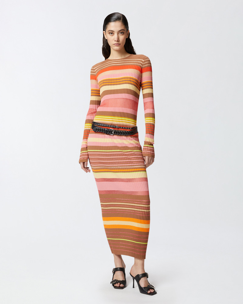 PINKO LONG KNIT DRESS WITH COLORED STRIPES outlook