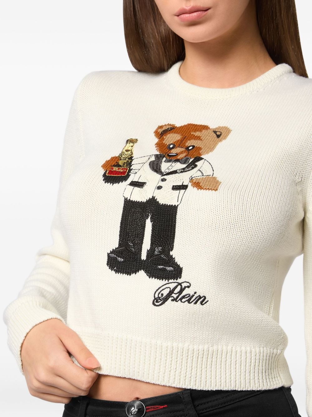 teddy-embroidered crew-neck sweater - 4