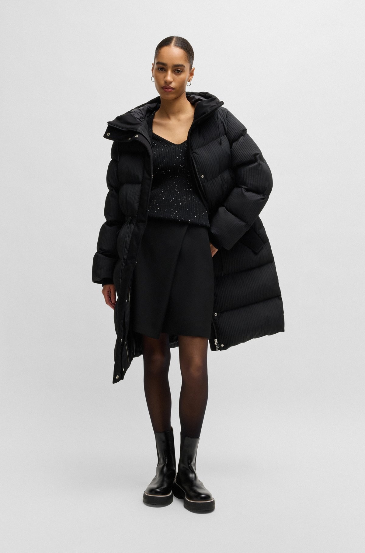 WATER-REPELLENT PARKA JACKET IN QUILTED CORDUROY-EFFECT FABRIC - 3