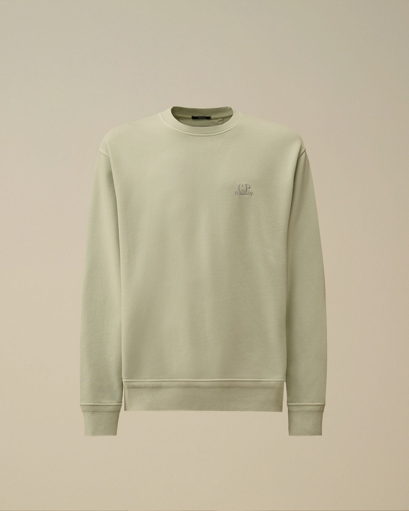 Cotton Diagonal Fleece Resist Dyed Crewneck Logo Sweatshirt 1