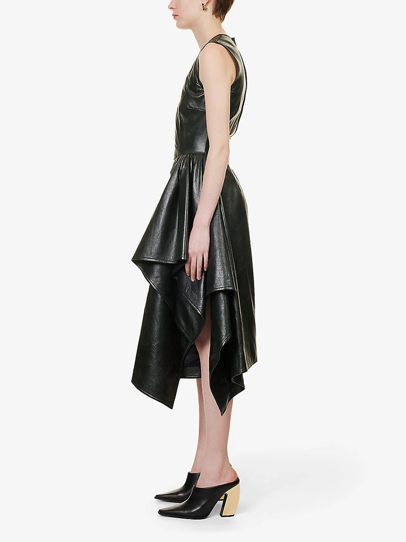 V-neck sleeveless leather midi dress 3