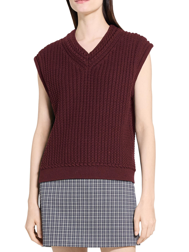 Women's Textured Cotton Vest - Grenache 3