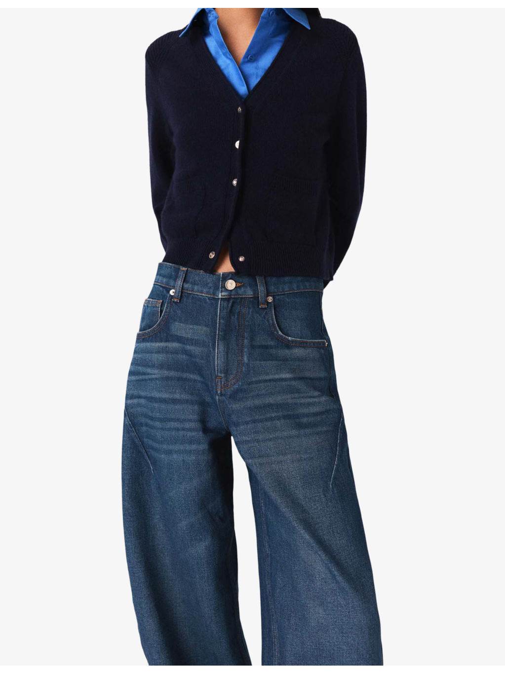 Balloon Wide-Leg Martingale Denim Jeans - 5