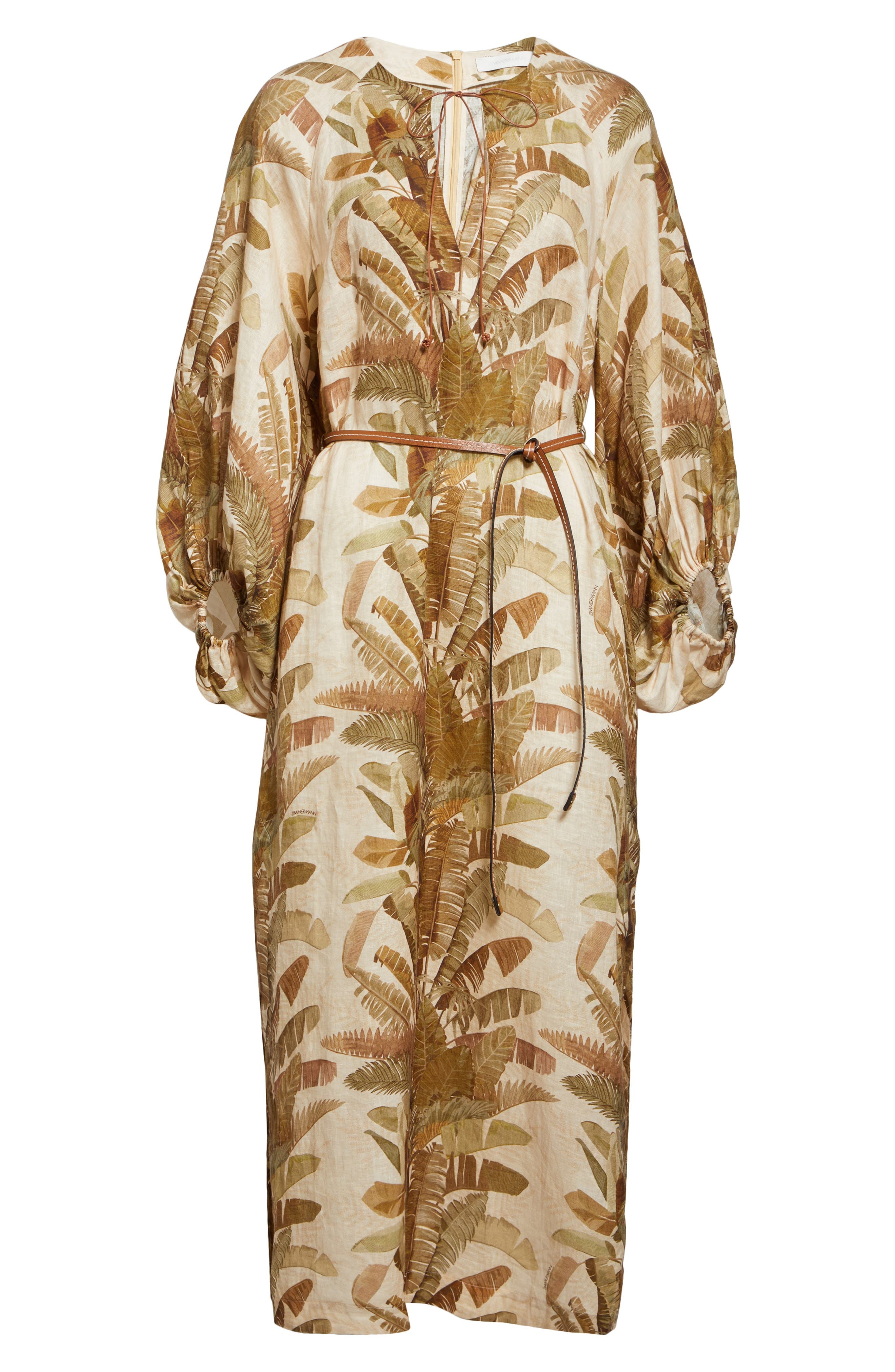 Zimmermann Ascension Tropical Print Long Sleeve Linen in Green Palm at Nordstrom - 5