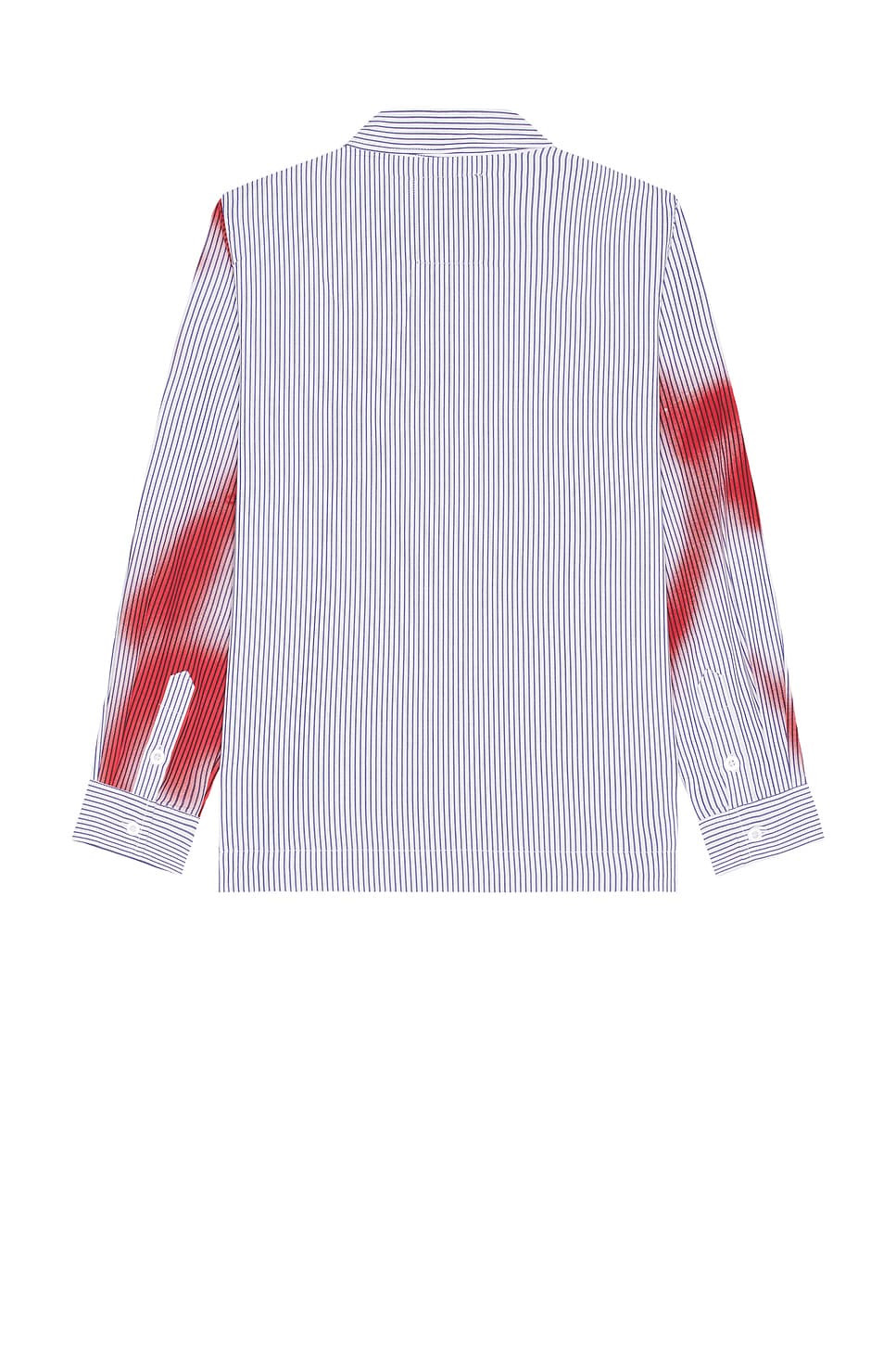 Blurry Face Airbrush Striped Button Up Shirt - 2