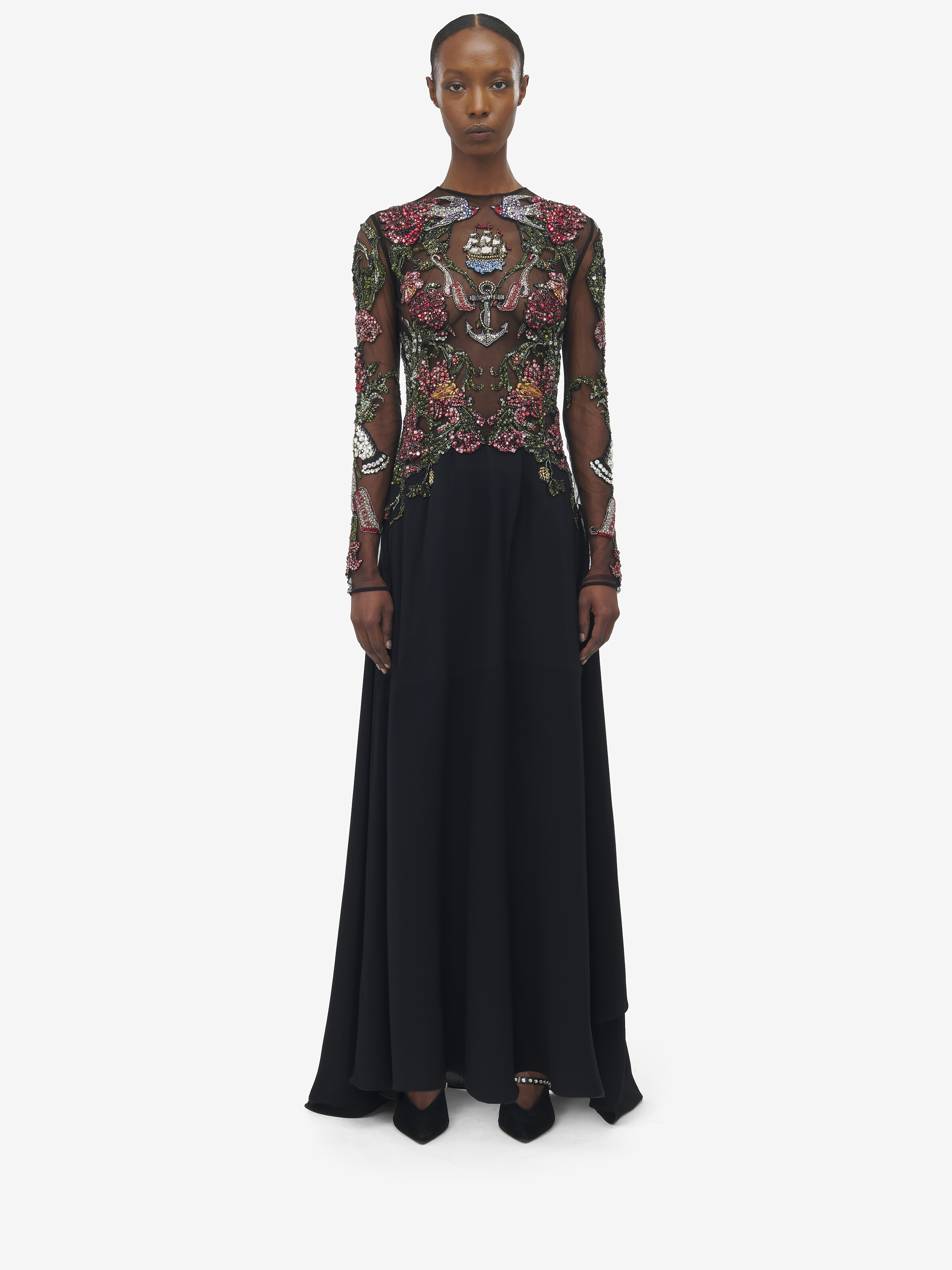 Tattoo Embroidery Evening Dress - 2