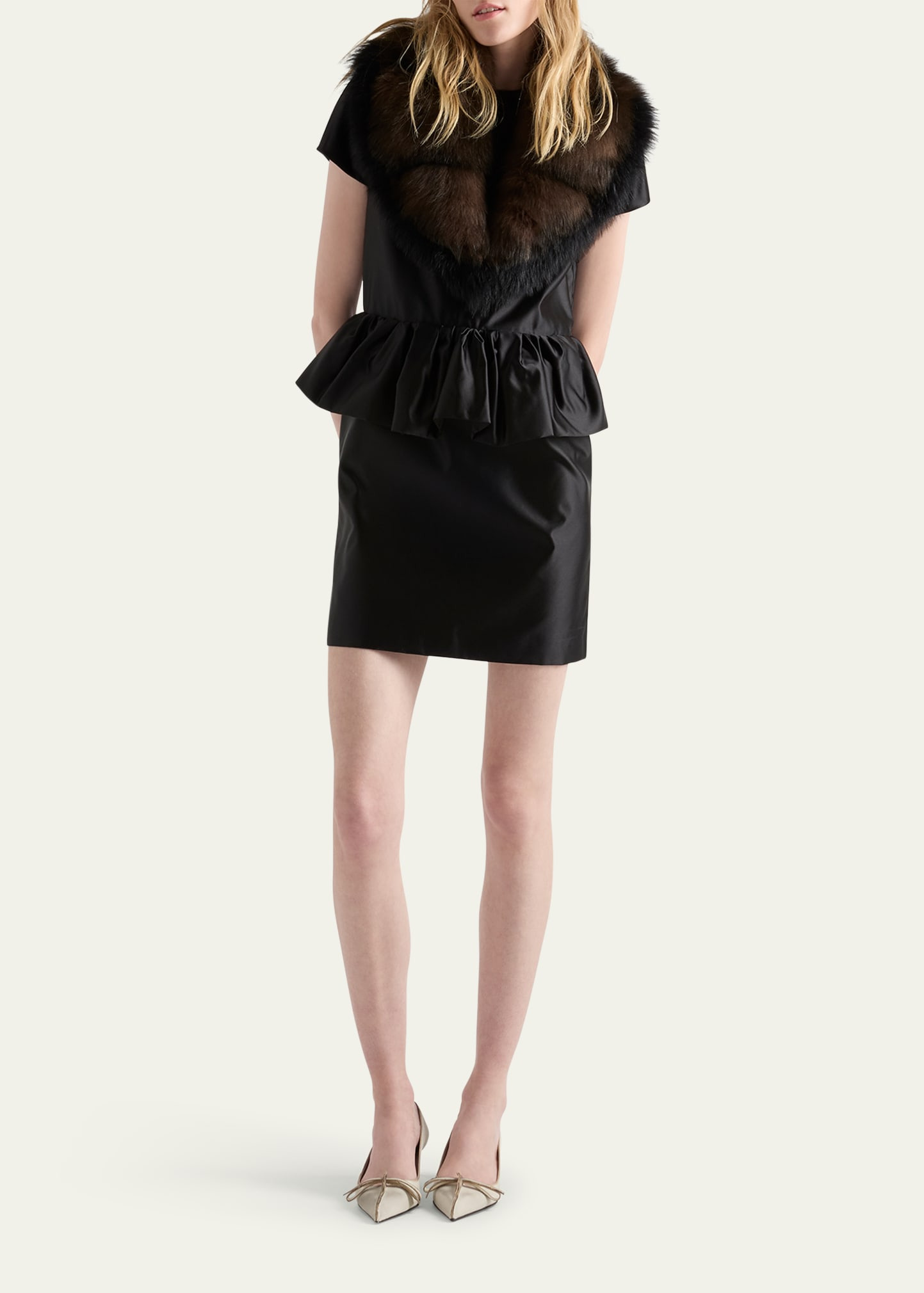 Duchesse Silk Peplum Mini Dress - 2