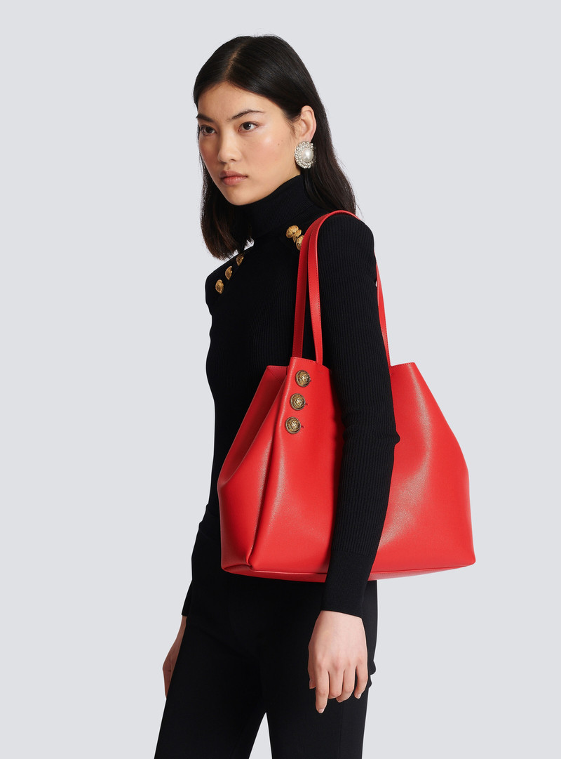 Emblème grained leather tote bag 8