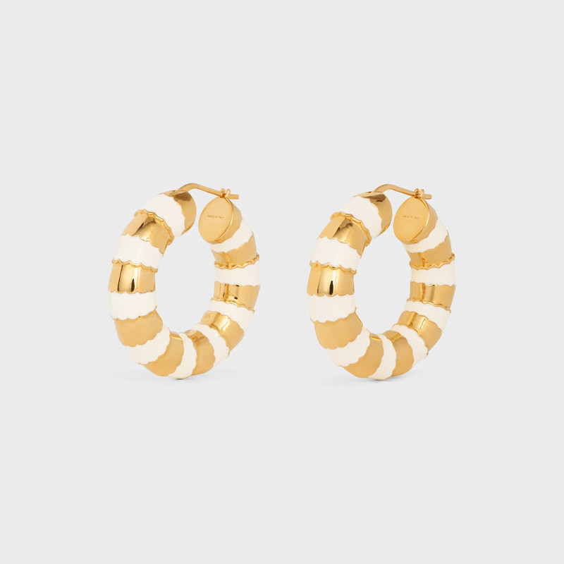 Frosted Hoops in Enamel and Brass with Gold Finish 3