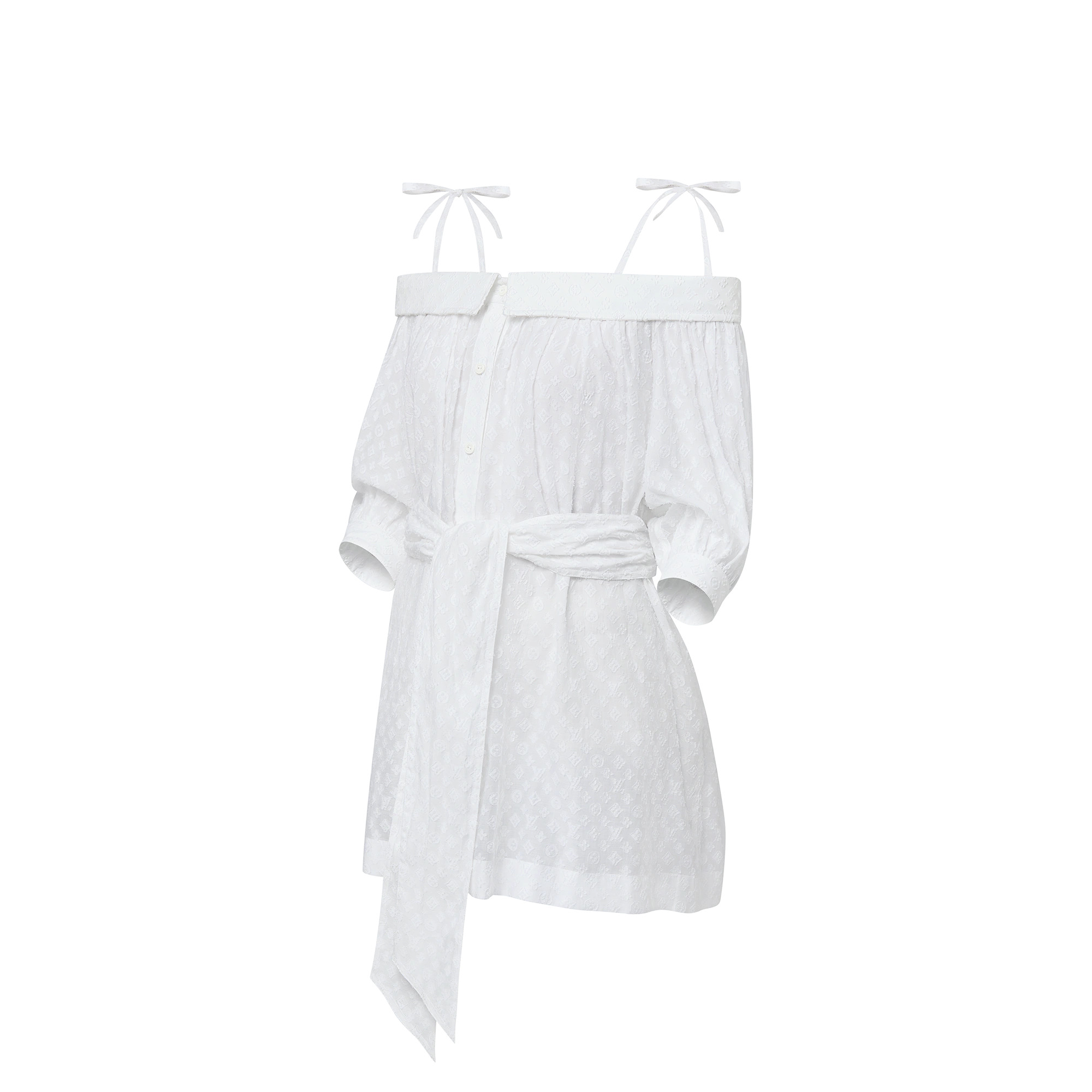 Monogram Fil Coupé Off-The-Shoulder Shirt Dress - 2