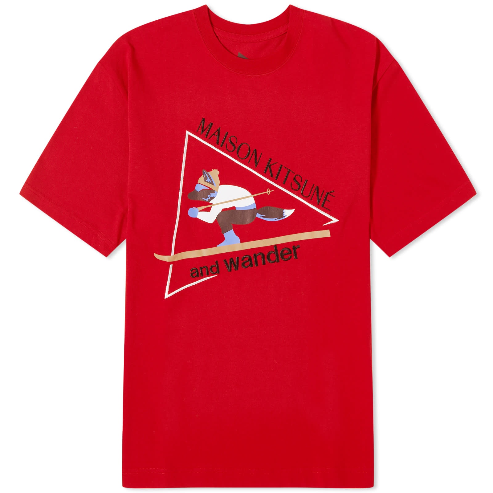 and wander x Maison Kitsune Skiing Fox T-Shirt - 1