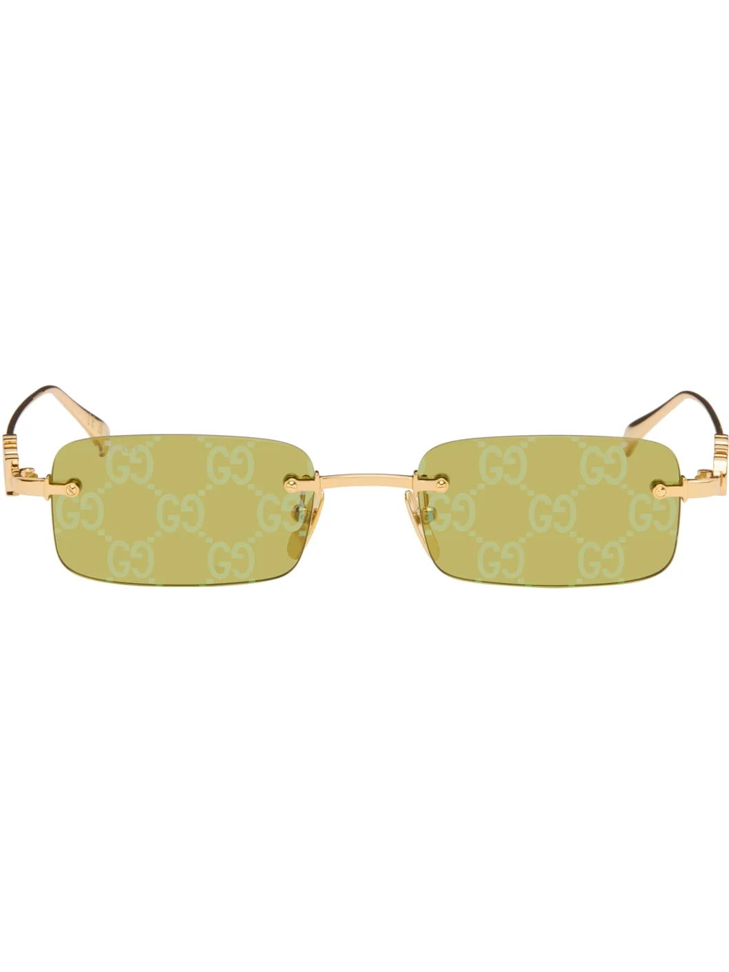 Gold Rectangular Frame Sunglasses - 1