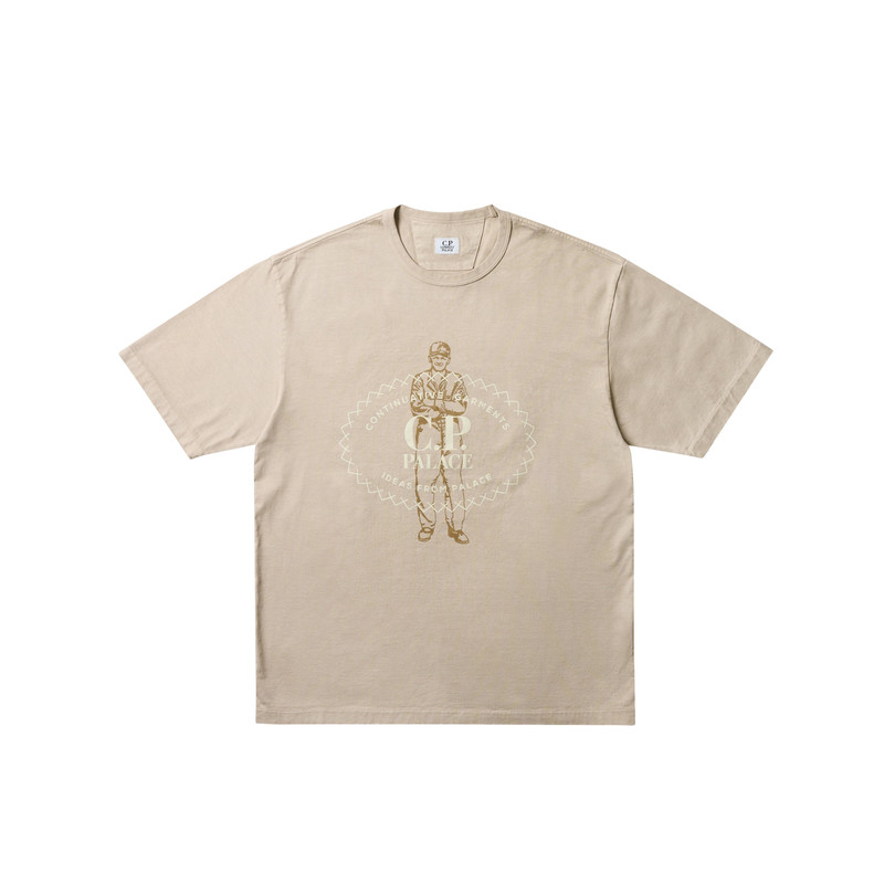 PALACE C.P. COMPANY MERCERIZED JERSEY 30/2 TWISTED T-SHIRT STONE - 1