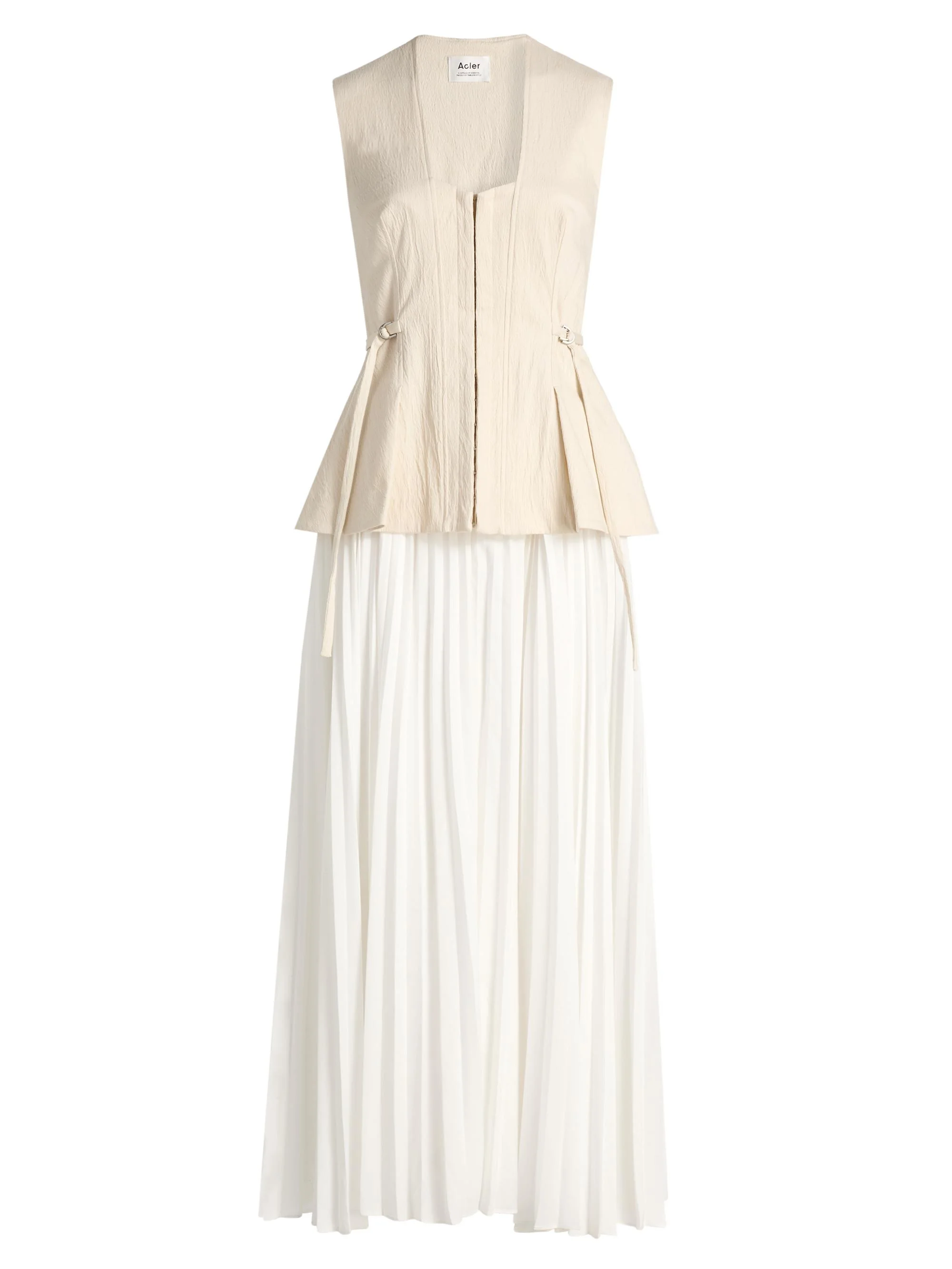 Women's Delny Mixed-Media Peplum Cotton Maxi Dress - Pebble - 1