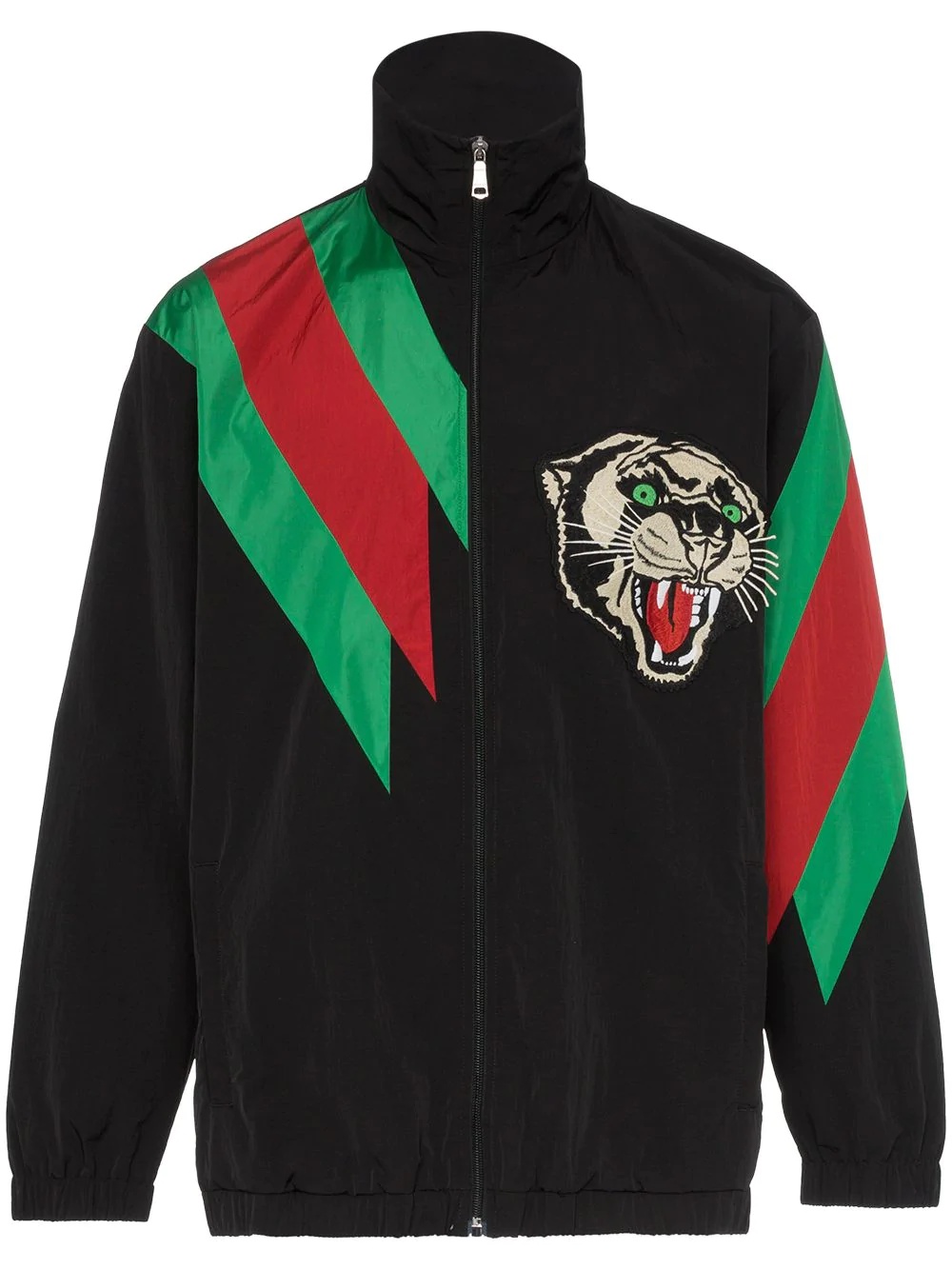 embroidered contrast stripe logo track jacket - 1