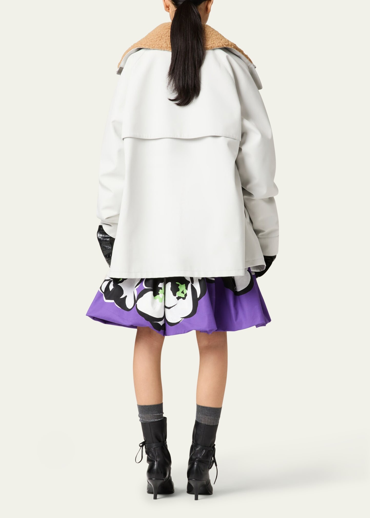 Shearling Collar Oversized Jacket - 3