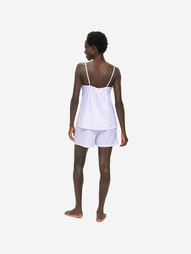 Women's Short Cami Pyjamas Capri 19 Cotton Lilac 4