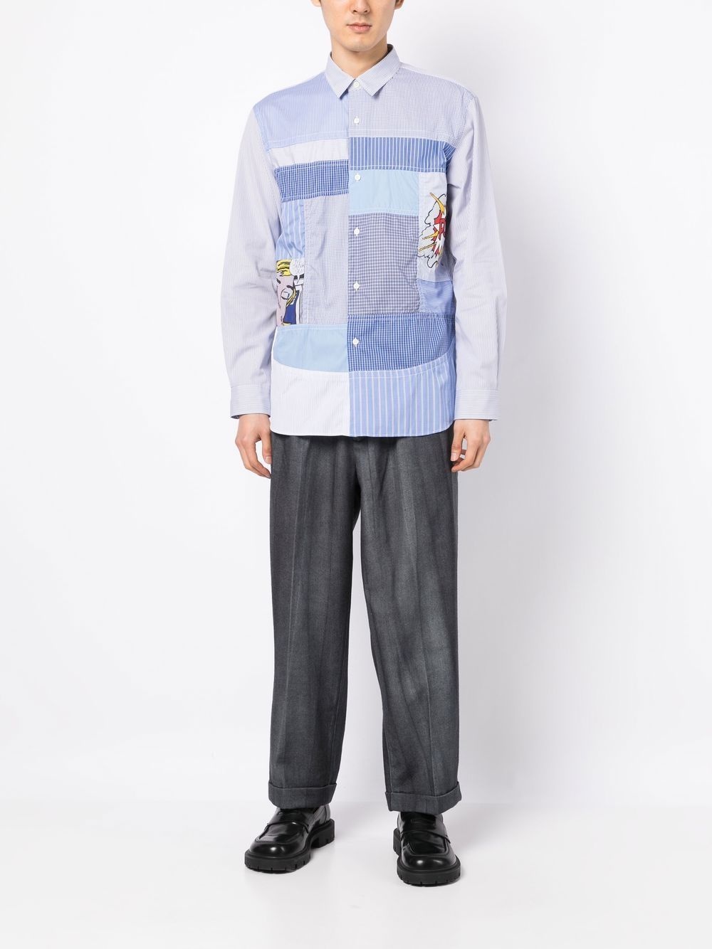 striped patchwork long sleeve shirt - 2
