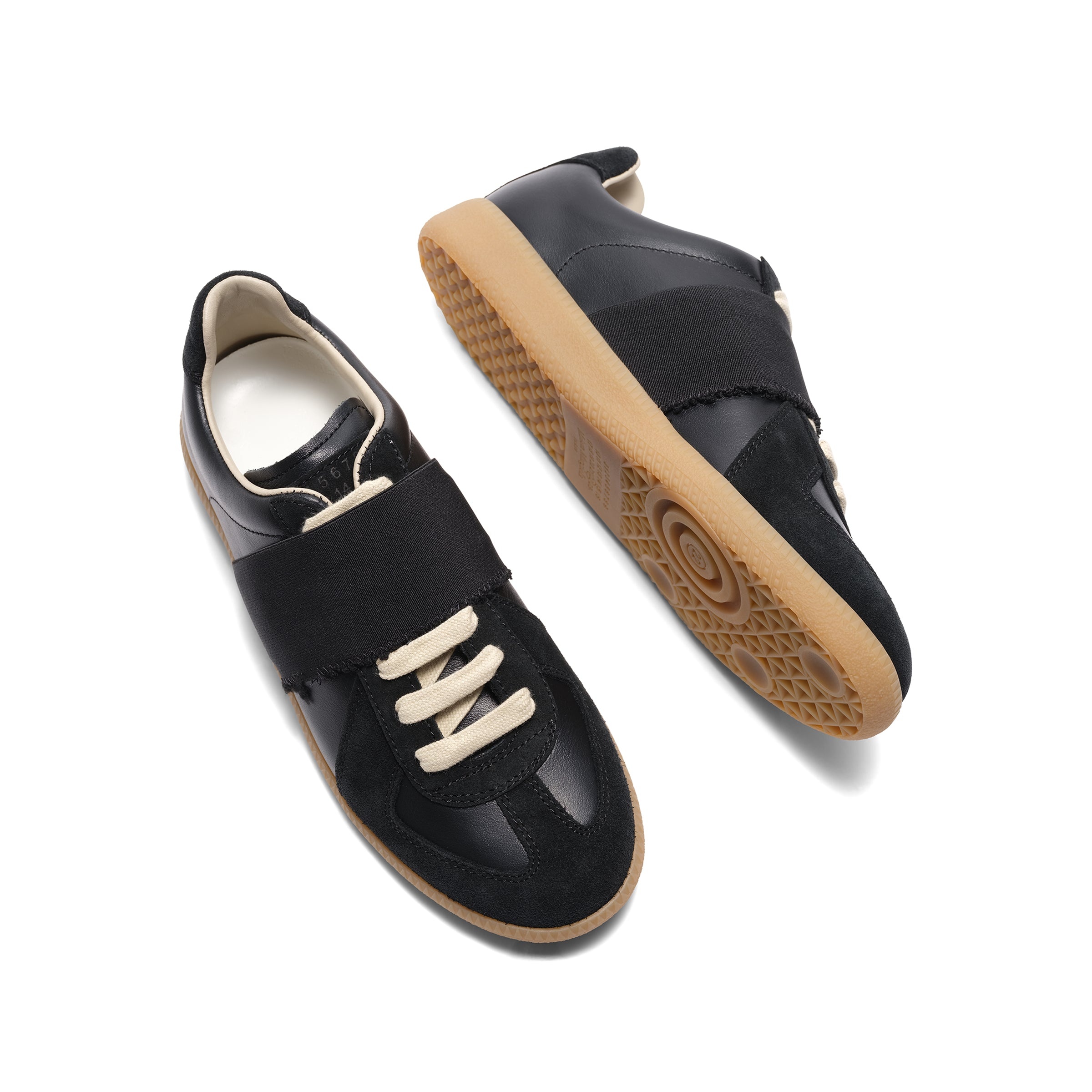 Replica Leather Sneakers in Black/Black - 4