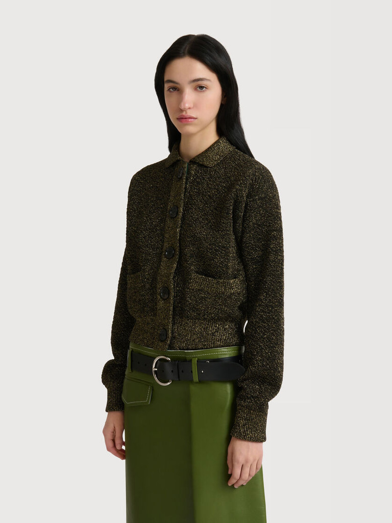 Marni BLACK WOOL CARDIGAN WITH LUREX DETAILING outlook