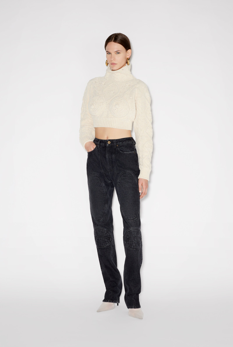 THE BLACK LACE-UP DENIM JEANS - 1