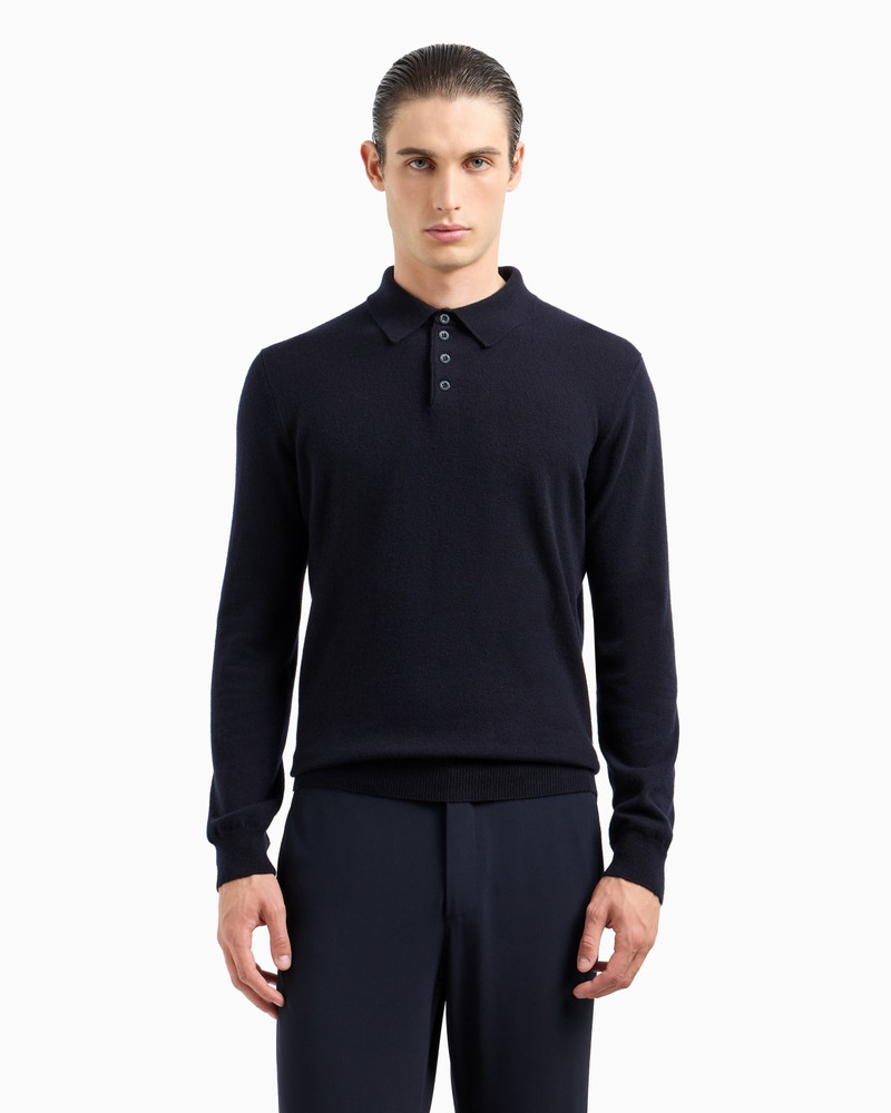 GIORGIO ARMANI Long-sleeved, pure cashmere polo shirt outlook