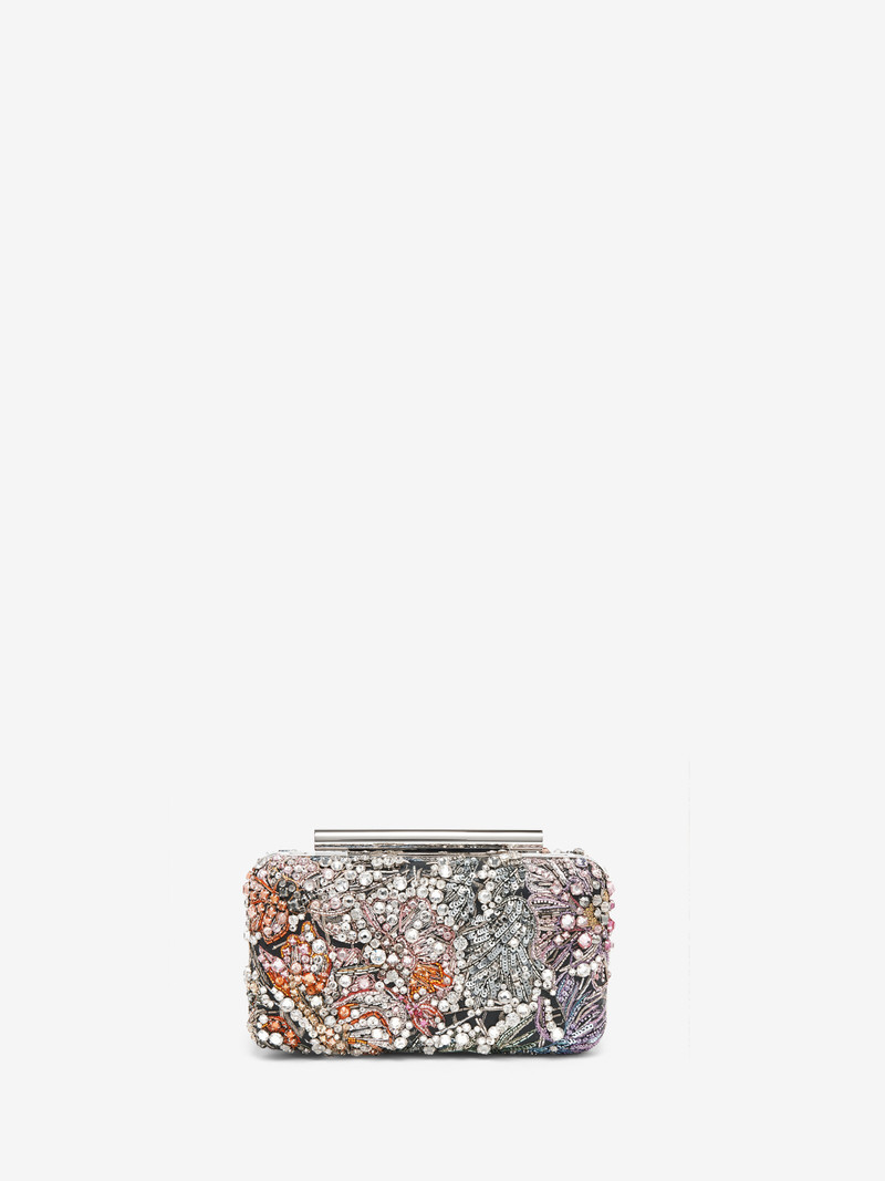 Smashed Floral Embroidery T-Bar Box Clutch 4