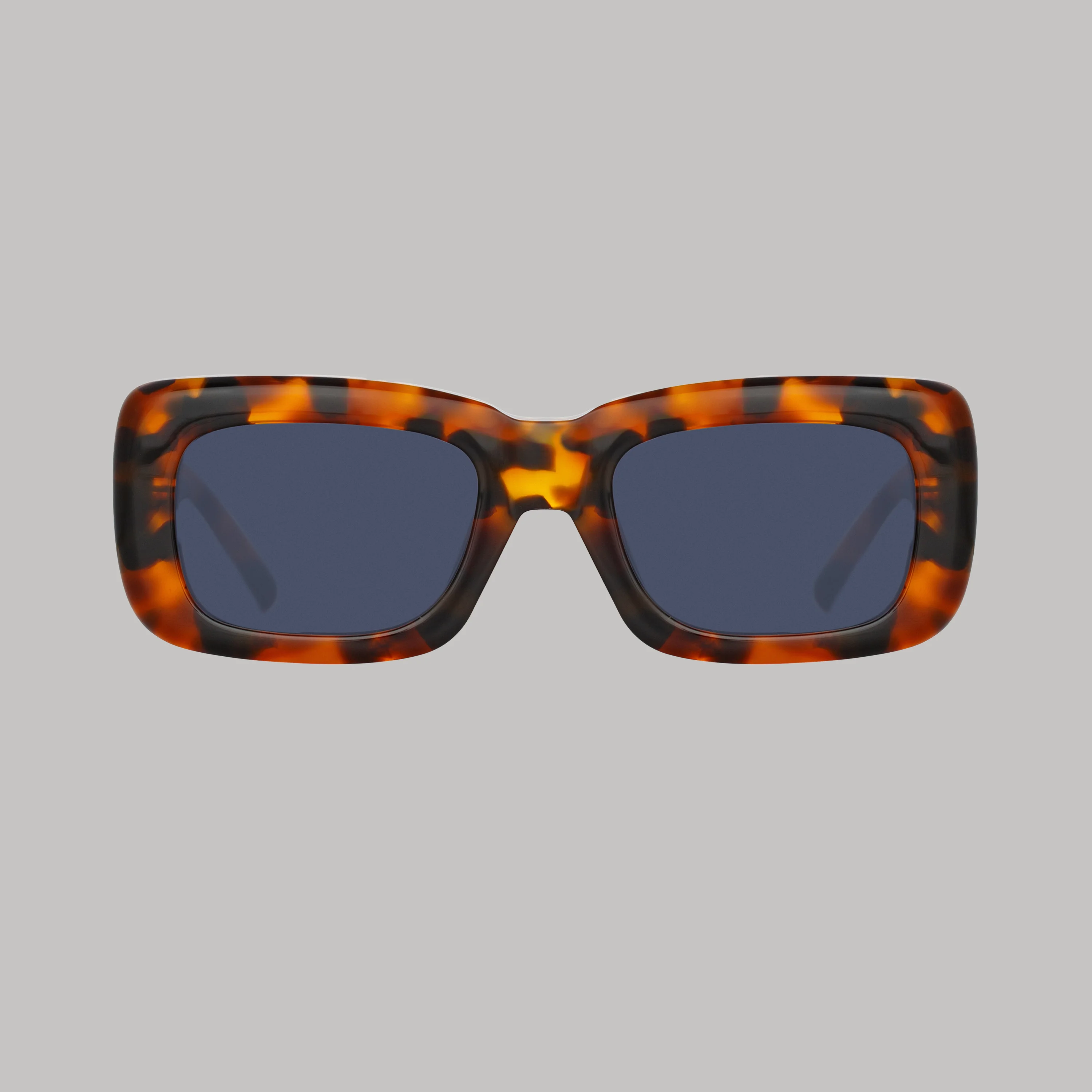 Marfa Rectangular Sunglasses in Tortoiseshell and Blue Lenses - 1