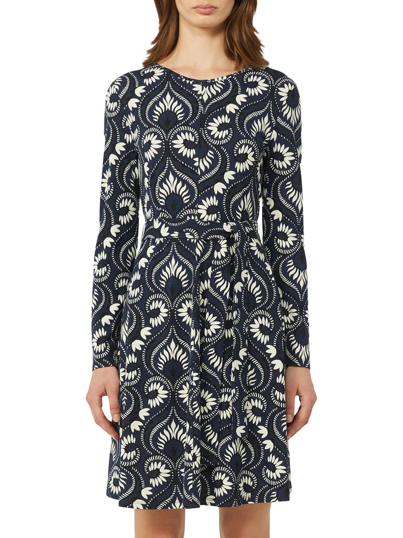 Women's Printed Jersey Dress - Navy 3