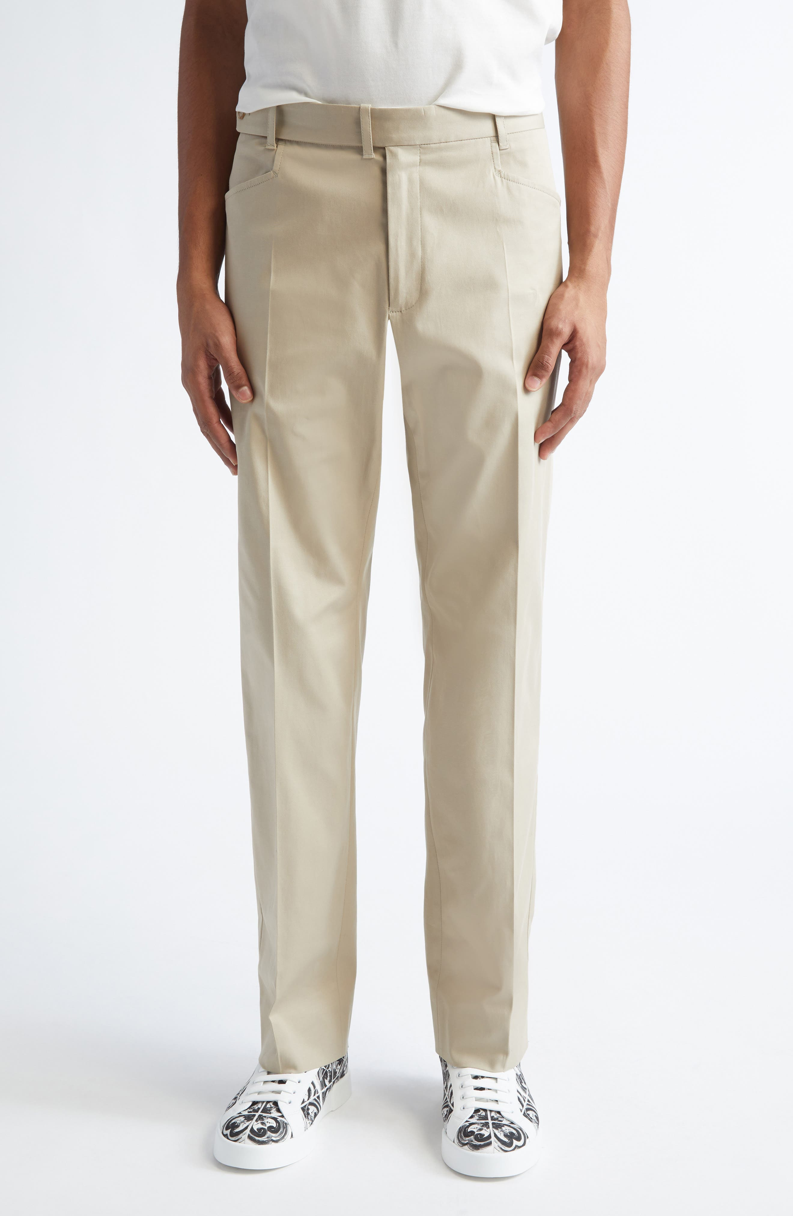 Dolce&Gabbana New Stretch Cotton Chinos in M0131 Beige at Nordstrom - 1