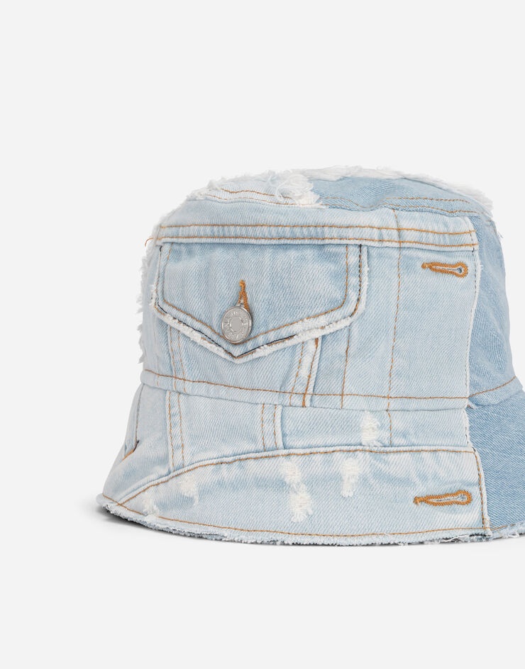 Denim patchwork bucket hat - 3