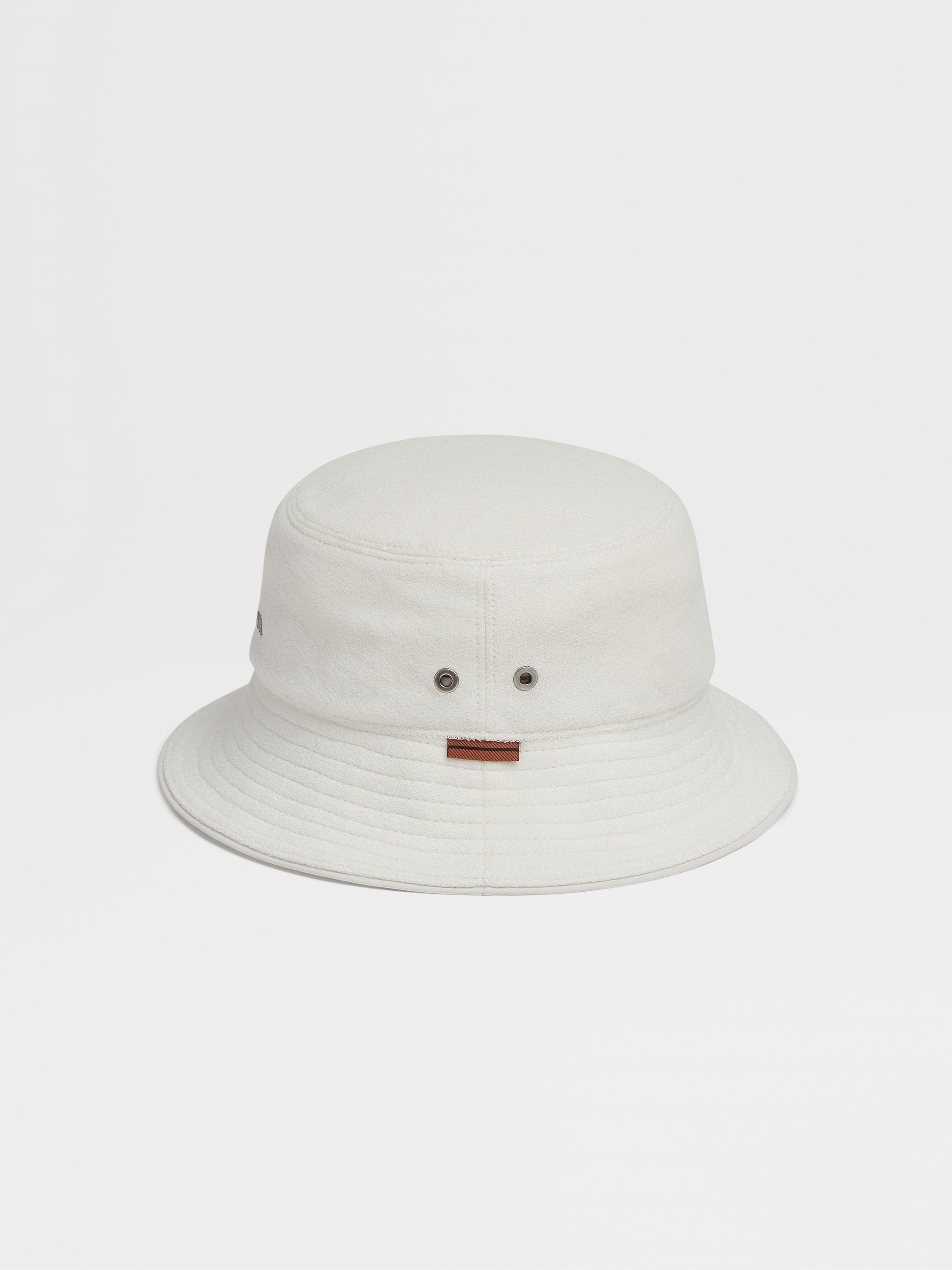 DUST WHITE COTTON AND SILK BUCKET HAT - 3