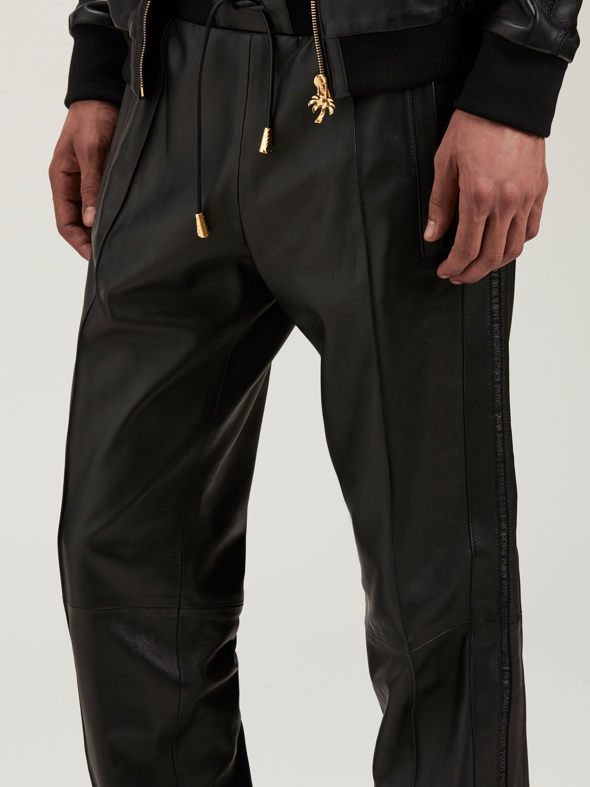 LEATHER TRACK PANTS - 6