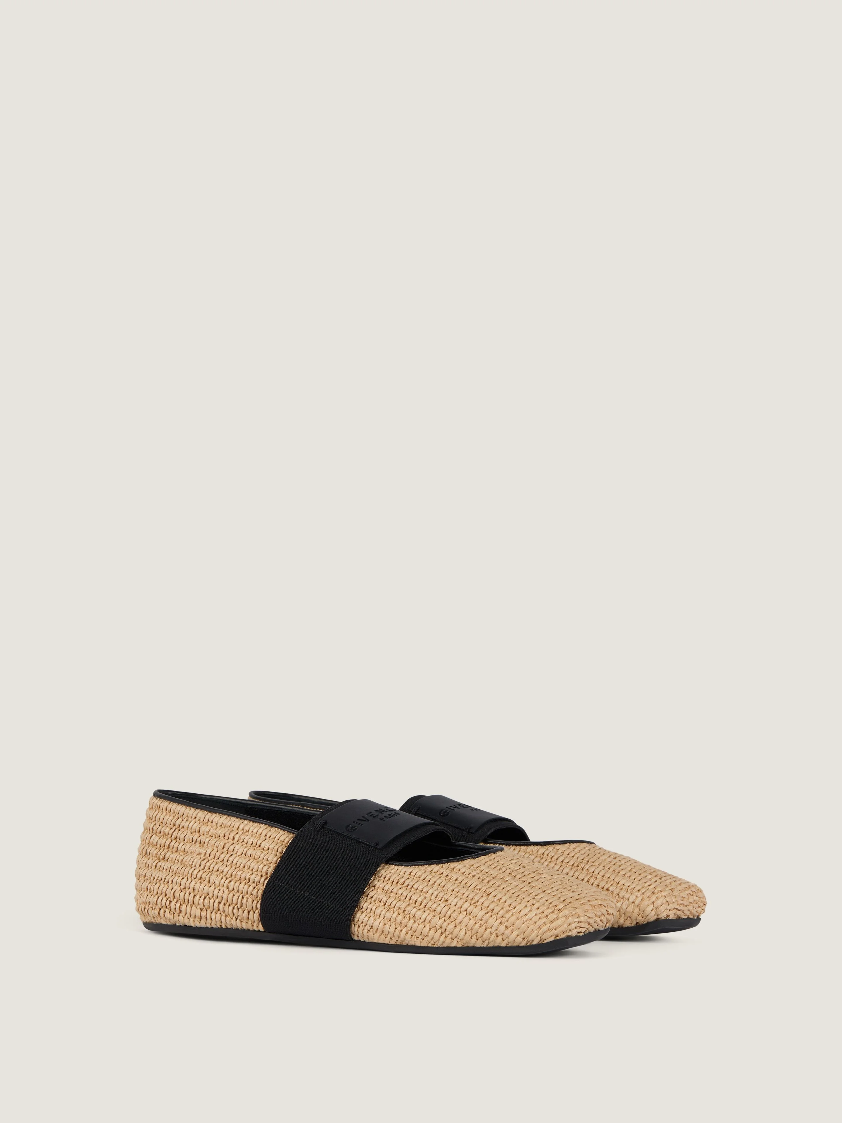 SLICED SQUARE RAFFIA-EFFECT BALLERINAS - 1