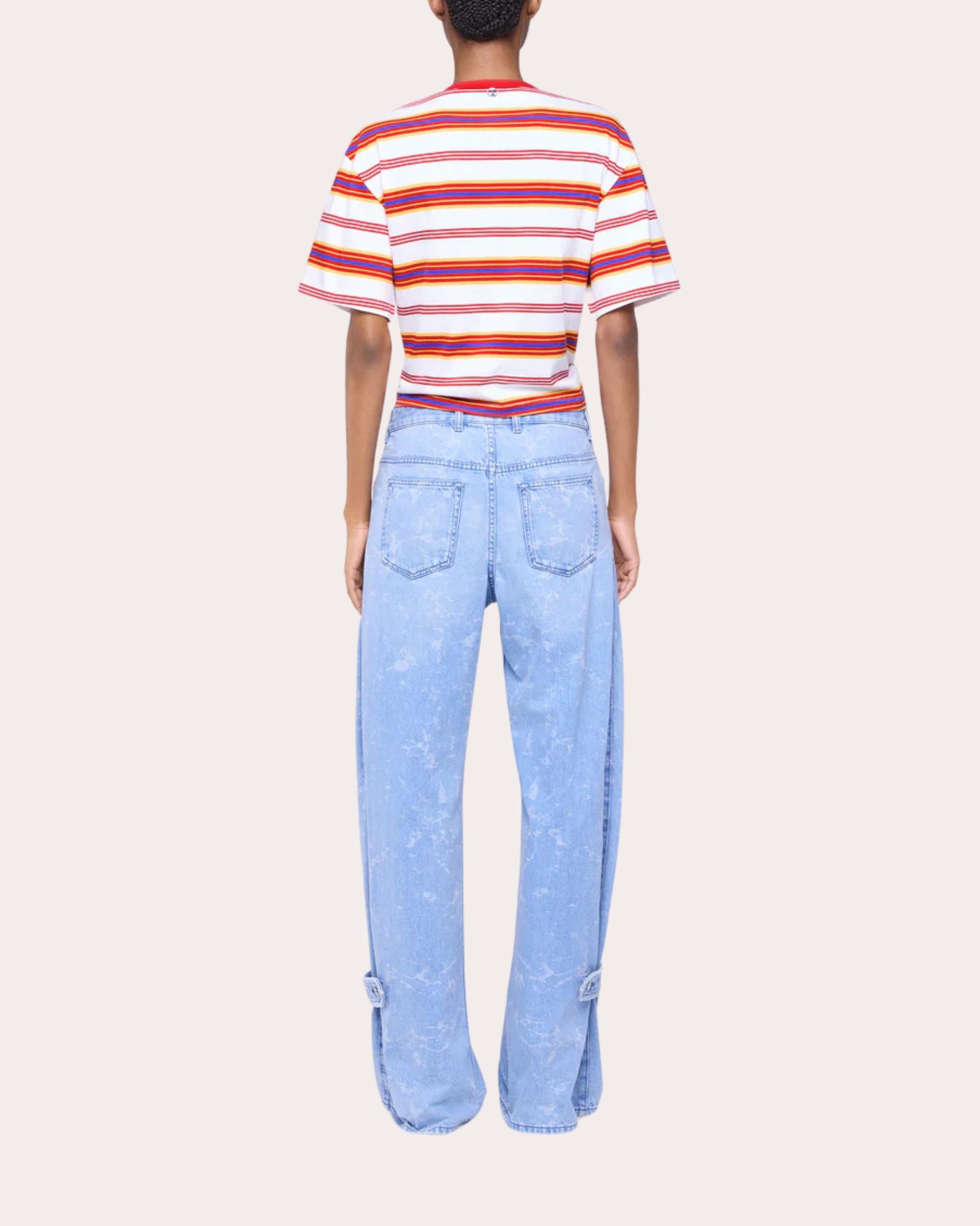 Stripe Cotton Ruched Ring T-Shirt - 3