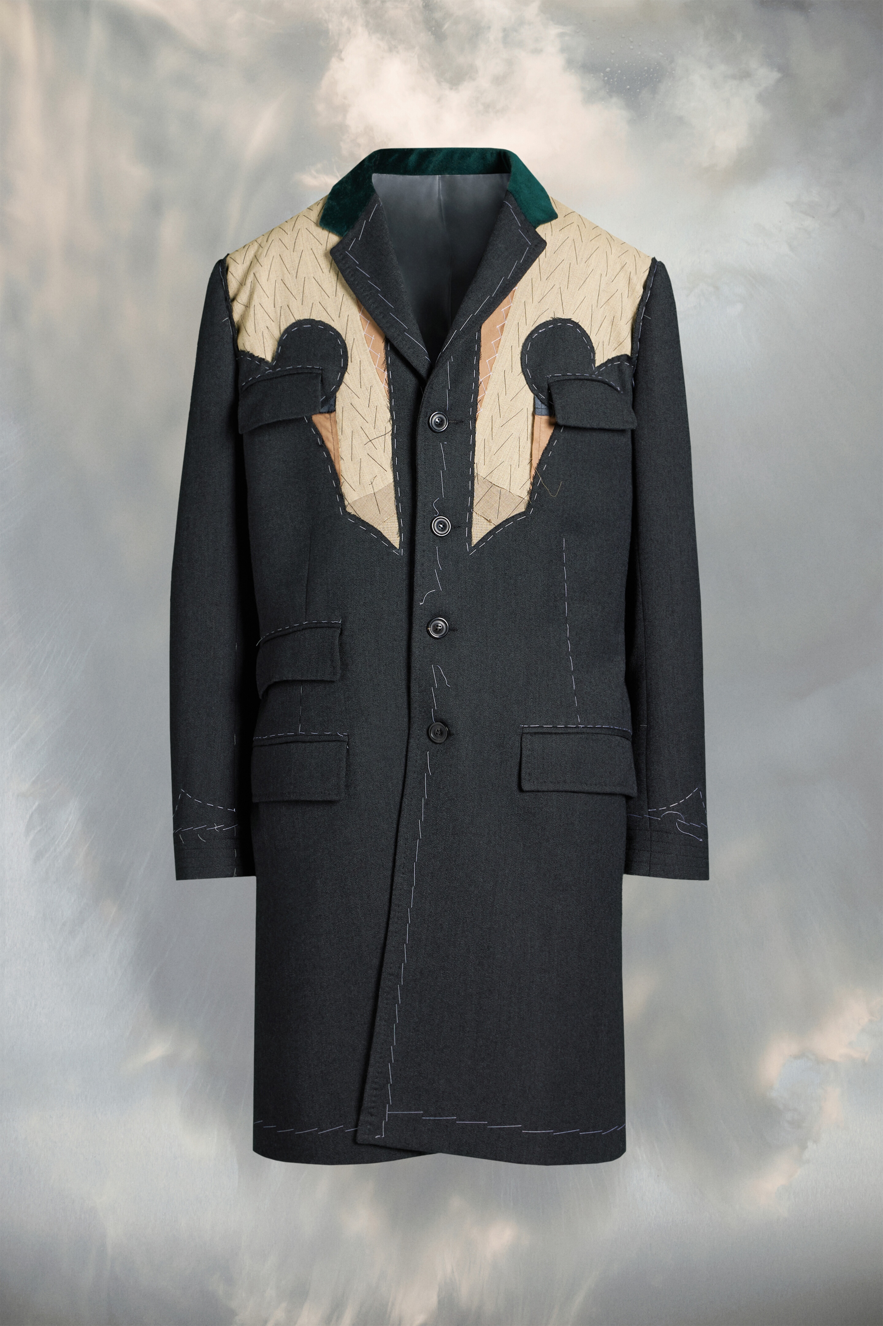 Rorschach yoke wool coat - 1