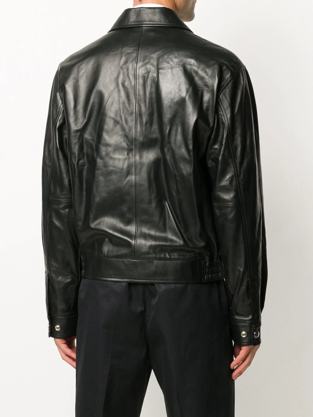 two-tone zipped leather jacket - 4