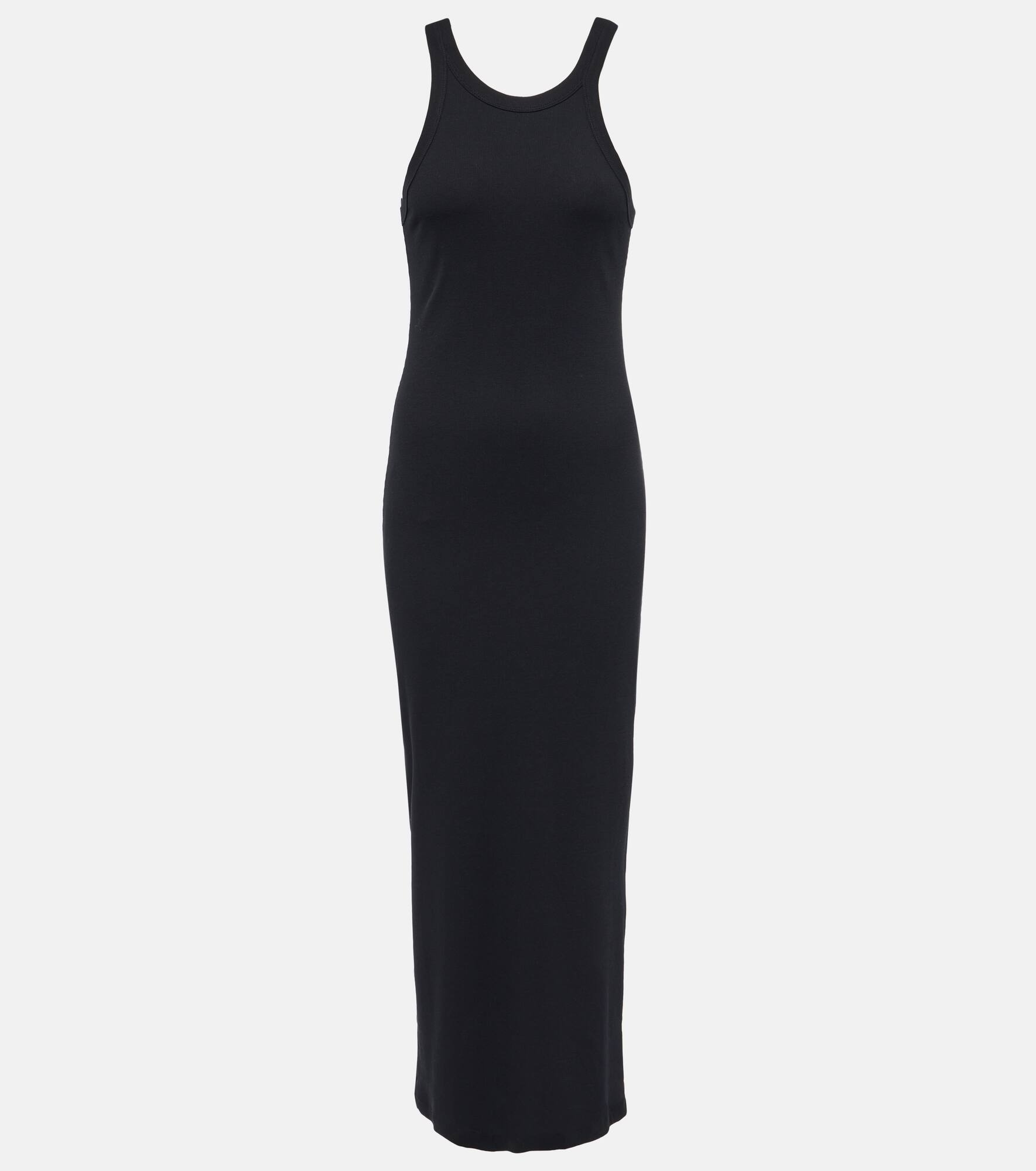 Ribbed-knit cotton-blend jersey midi dress - 1