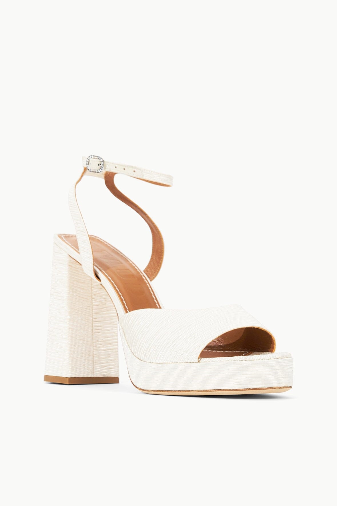 【関税込み】Staud シルバー Solange ヒールサンダル STAUD STAUD SOLANGE PLATFORM WHITE | REVERSIBLE