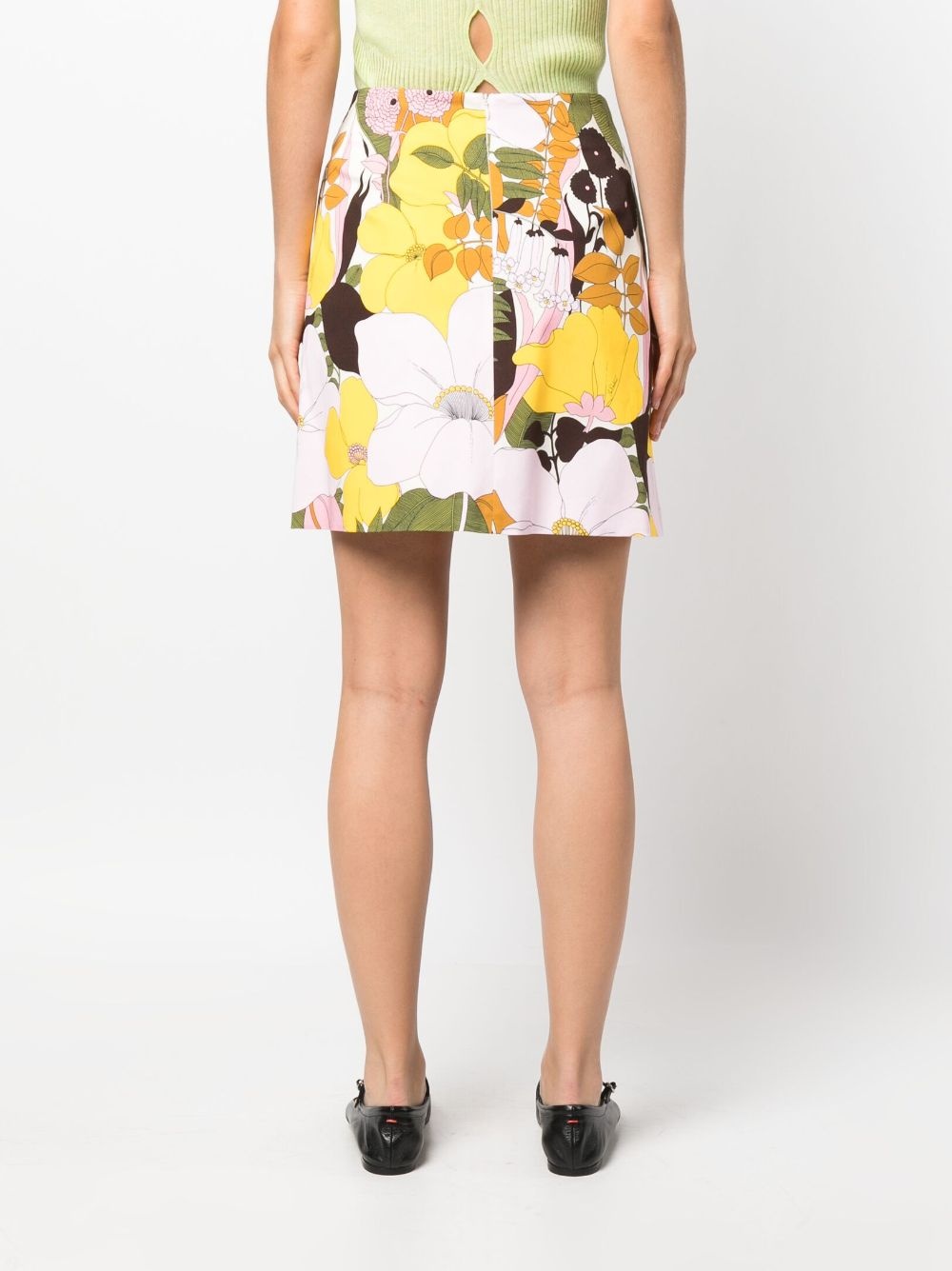 floral-print stretch-cotton A-line miniskirt - 4