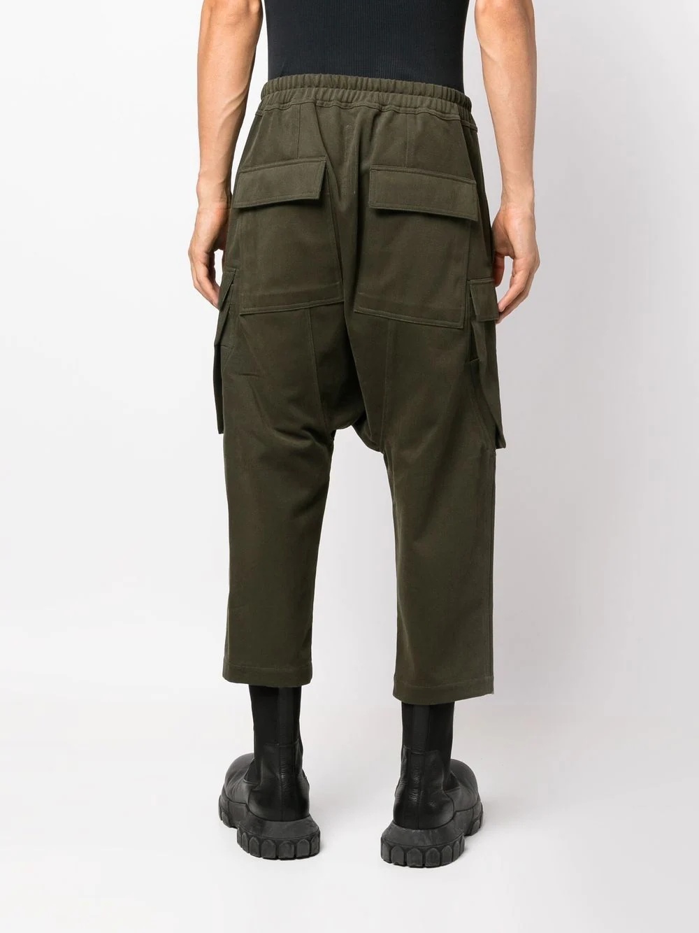 cropped drawstring-waistband trousers - 4