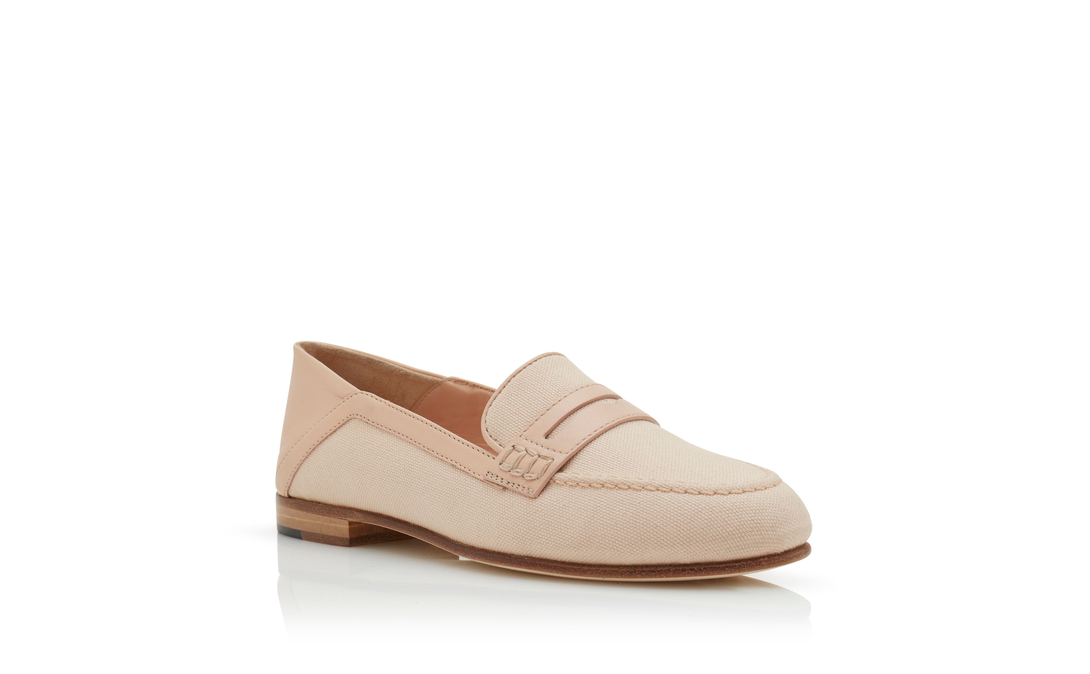 Beige Cotton Penny Loafers - 3