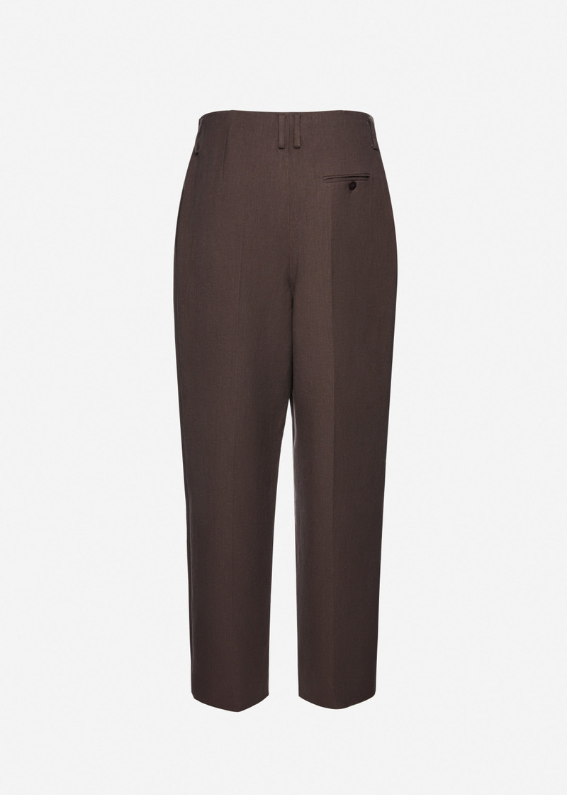 Tapered linen trousers in brown 2