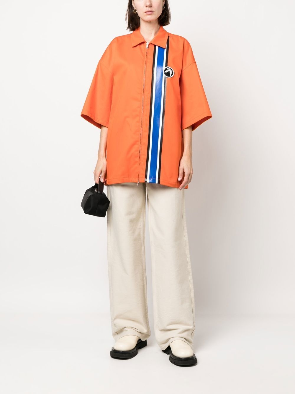 striped zipped short-sleeve shirt - 3