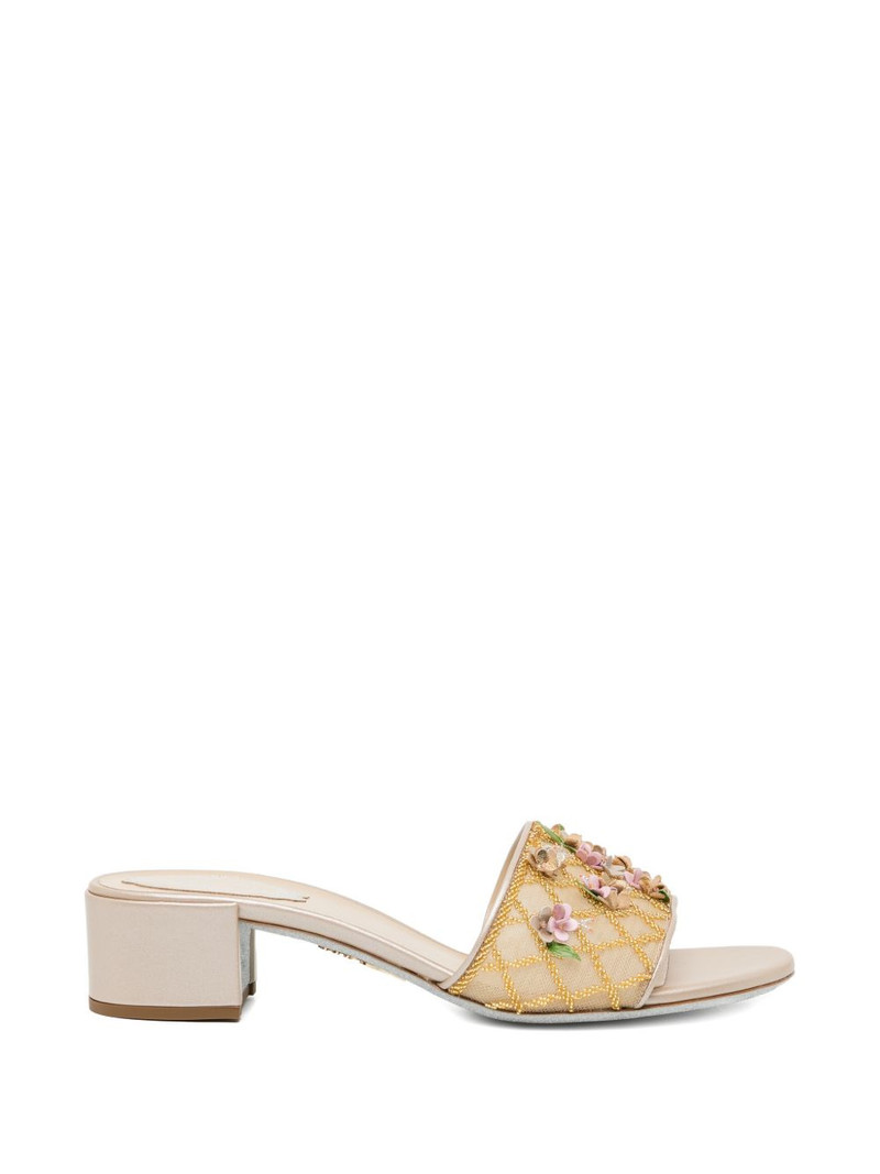 floral appliquéd heeled sandals 1