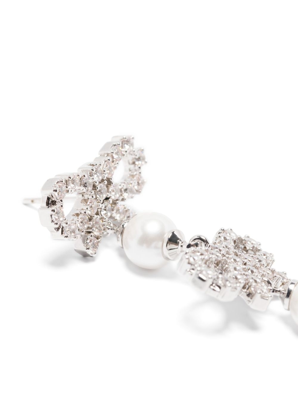 micro bow pearl-tiered earrings - 3